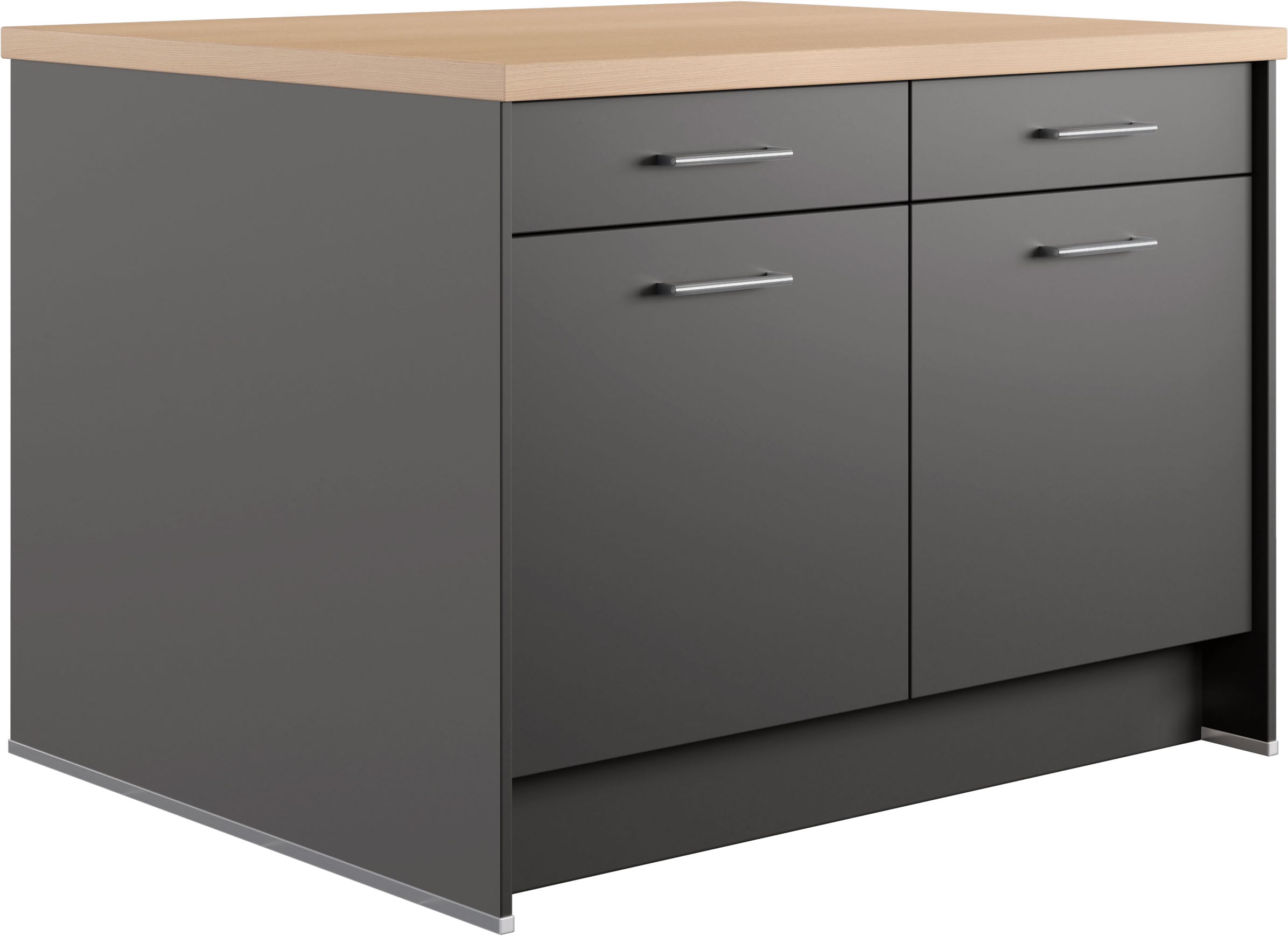 IMPULS KÜCHEN Kücheninsel "Kopenhagen, flexibel stellbar, Schubkästen mit Soft-Close" Set, vormontiert, mit integriertem Sitzplatz auf einer Seite, Breite 123 cm
