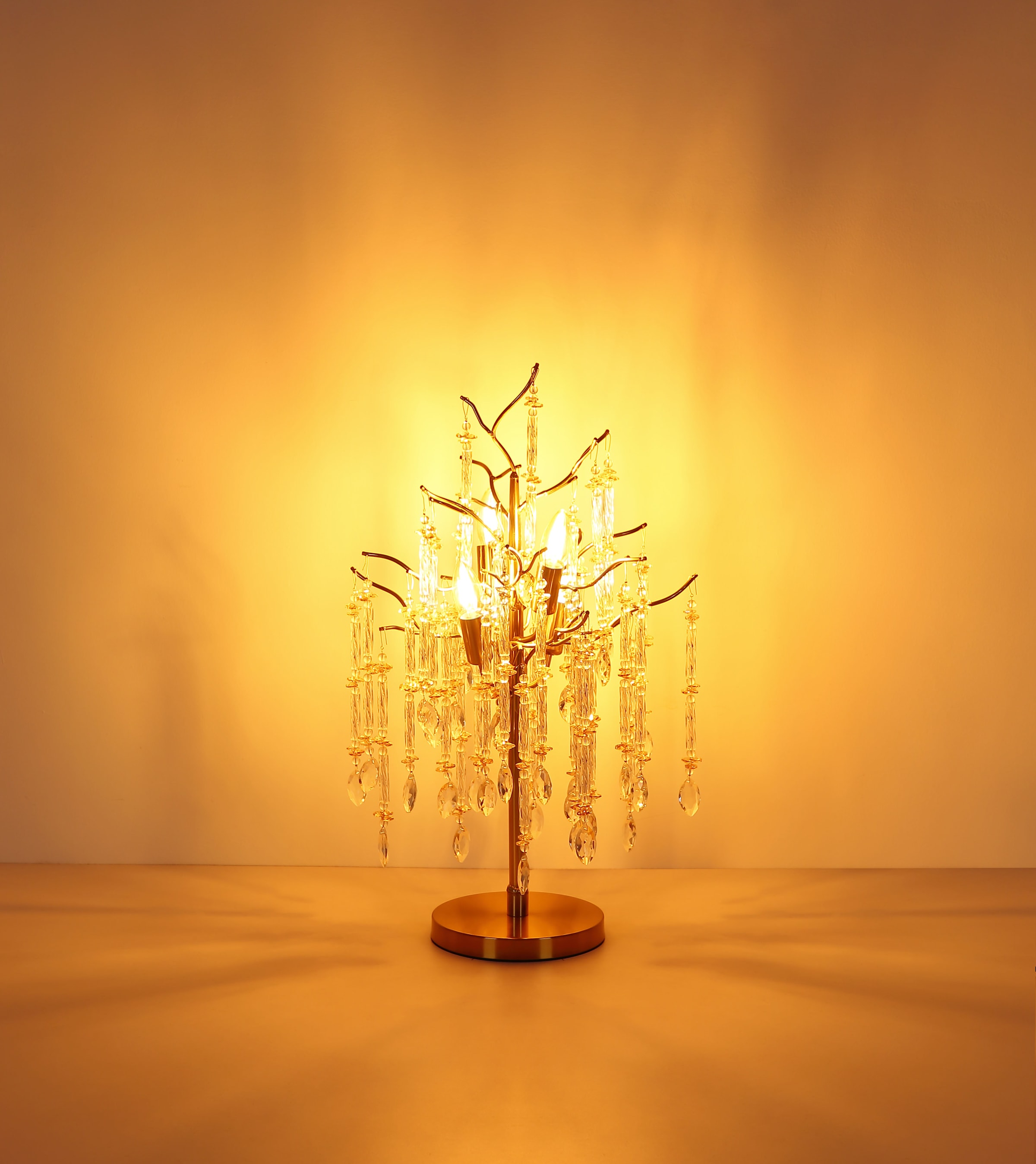 GLOBO LIGHTING Tischleuchte »GLORIA« E14 1 Stk. Tischleuchte gold matt mit dekorativen Glaskristallen