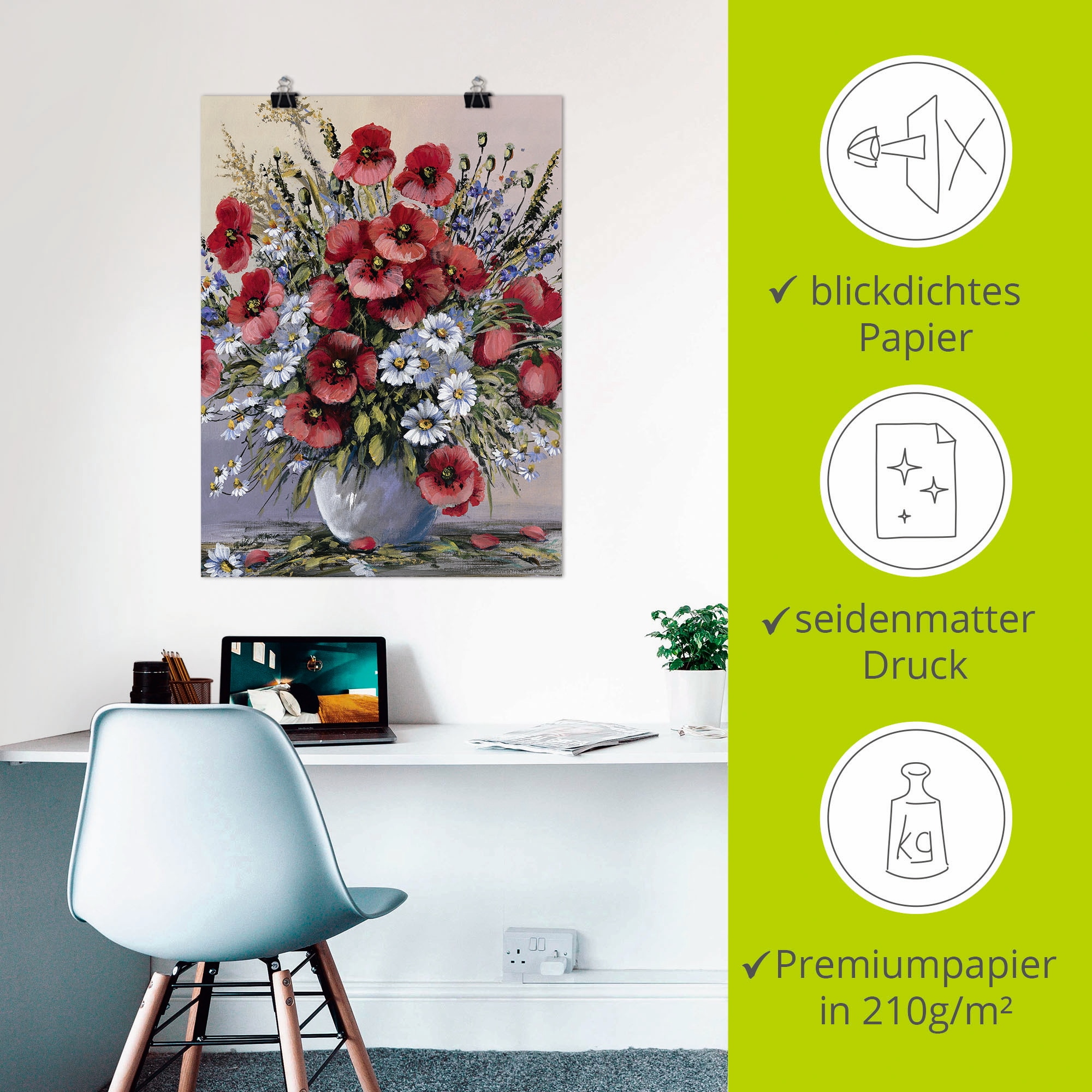 Artland Wandbild »Rote Mohnblumen«, Blumen, (1 St.), als Leinwandbild, Poster, Wandaufkleber in verschied. Größen