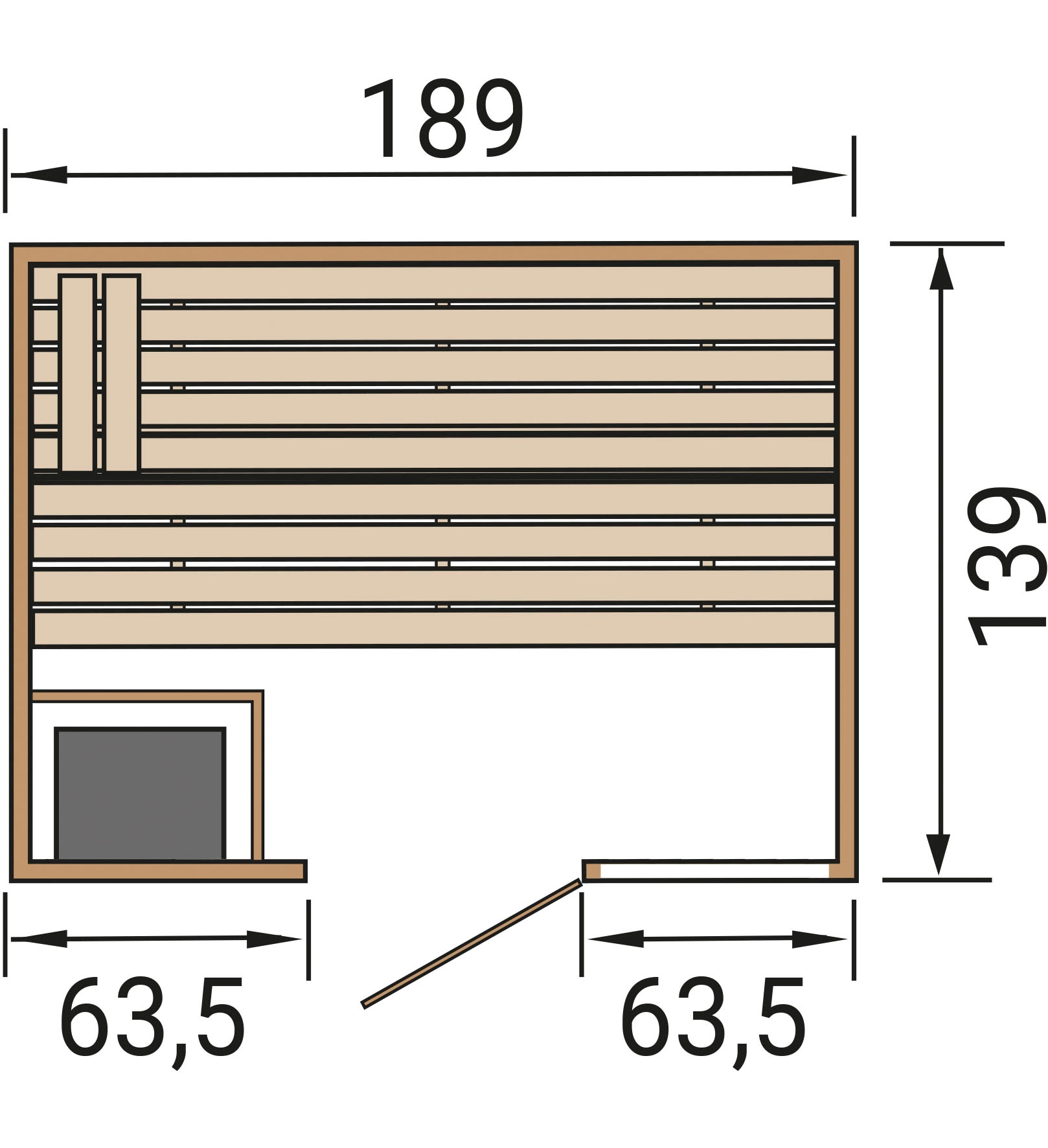 weka Sauna »Massivholzsauna VALIDA 2«, Blockbohlen, moderne Ganzglastür, Fensterelement