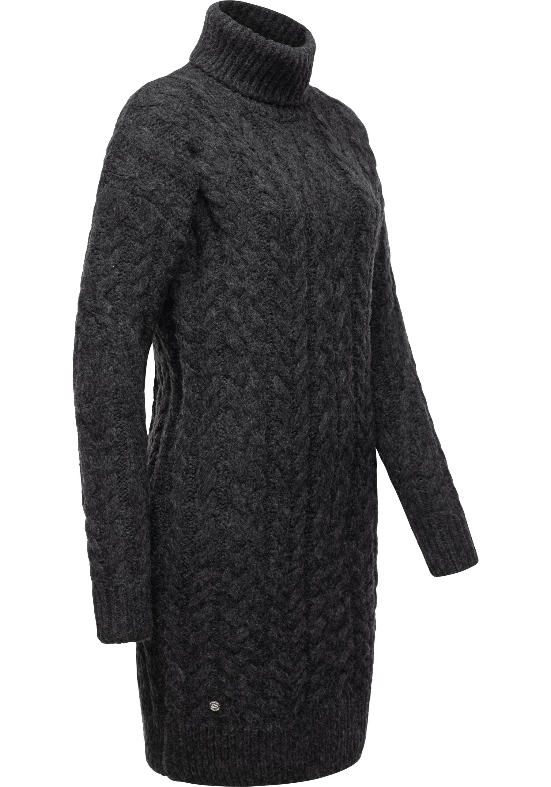 Ragwear Strickkleid "Janna" Ohne Taschen warmes Zopfstrick-Midikleid mit br günstig online kaufen