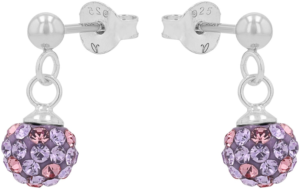 Paar Ohrstecker AMOR "2021258", silber (silberfarben, rosa, lila, rosa, lila), Ohrringe, Mädchen, Silber 925 (Sterlingsilber), mit Kristallglas 2