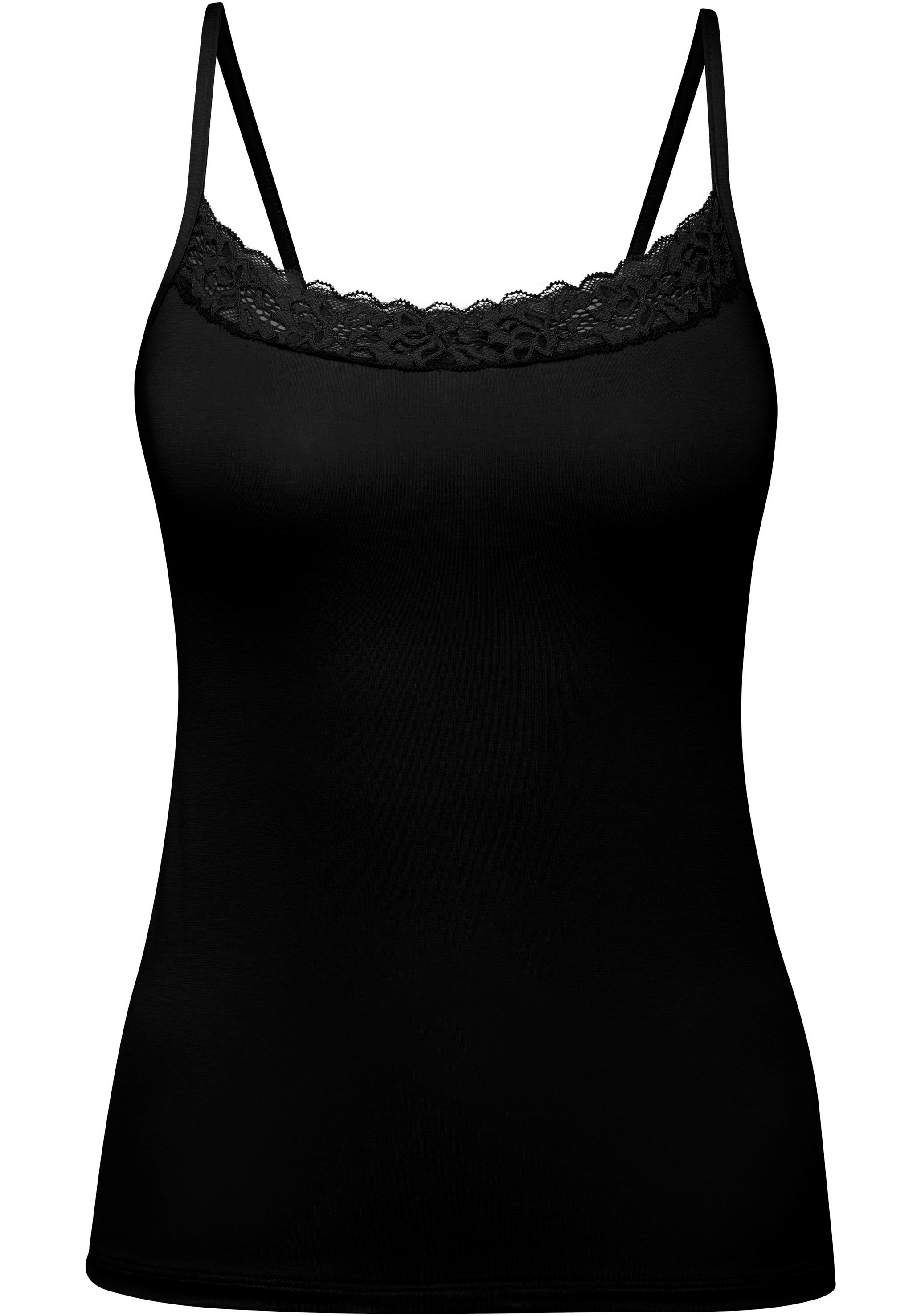CALIDA Unterhemd »Natural Comfort Spitzen-Look Top kaufen verstellbaren BAUR Trägern, | zarter Lace«, mit