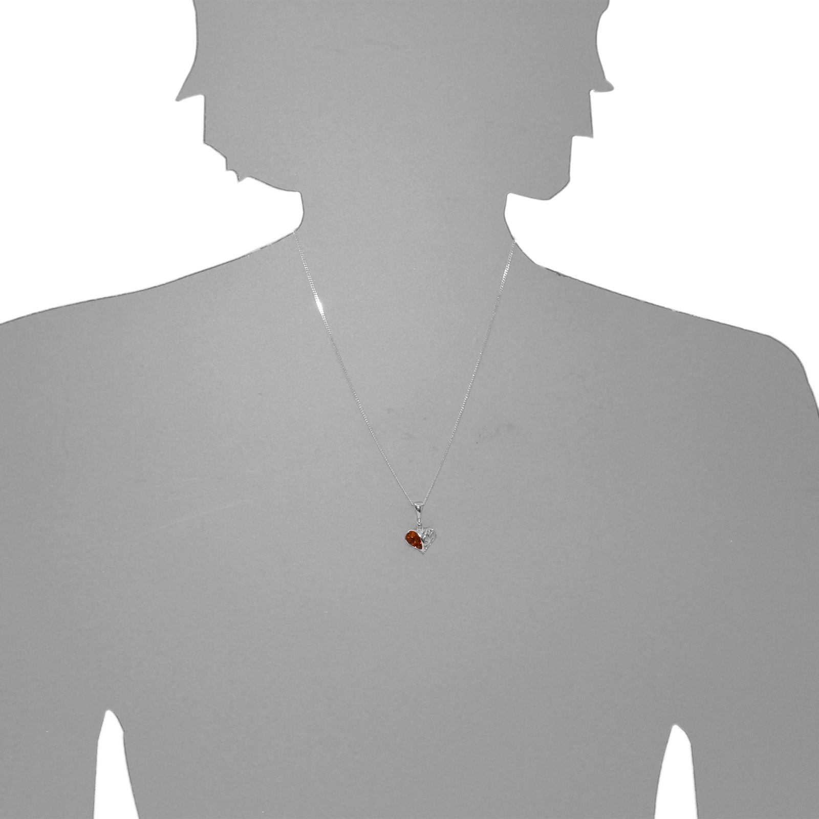 OSTSEE-SCHMUCK Kette mit Anhänger »- Herz 15 mm - Silber 925/000 - Bernstein«