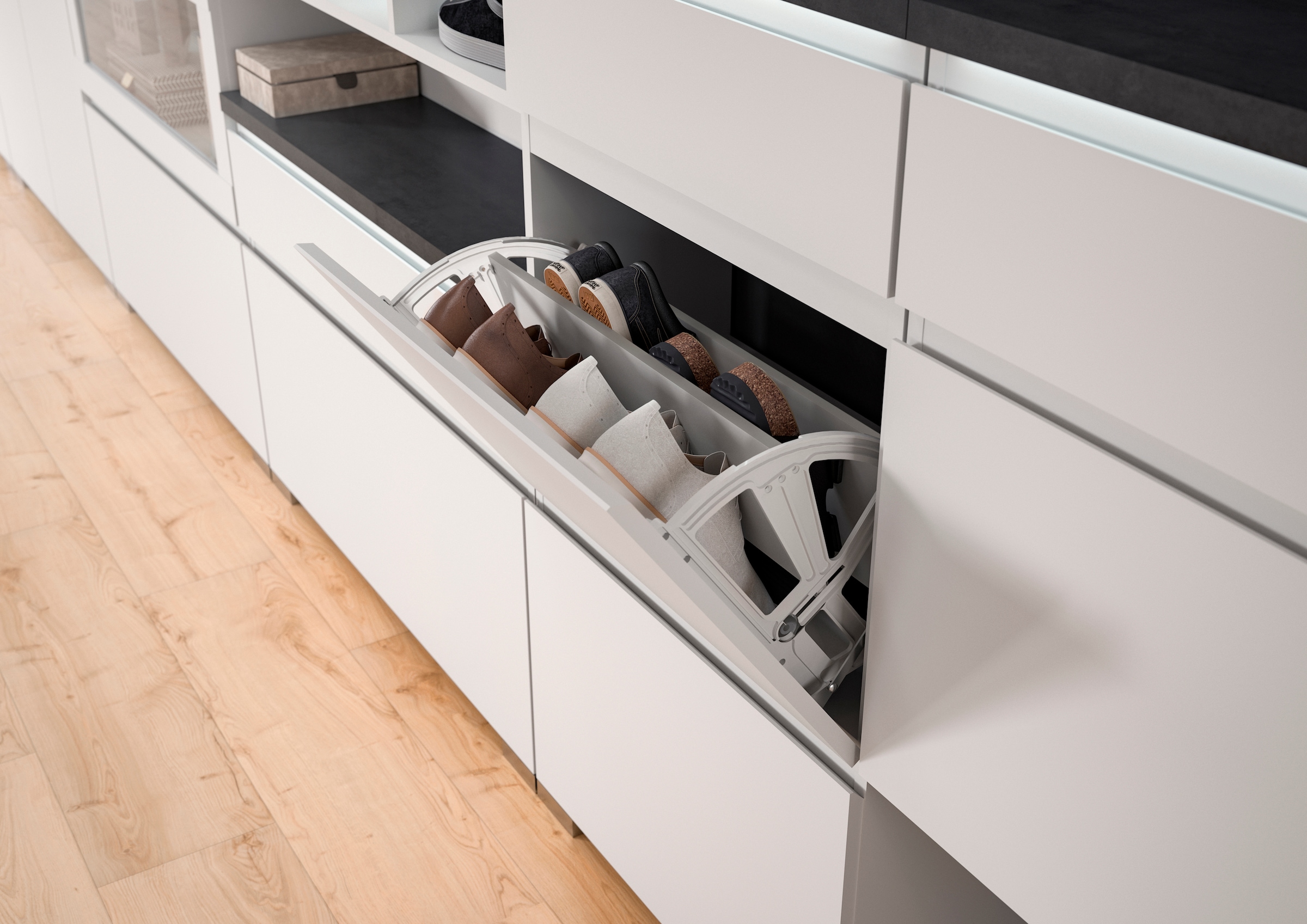 Home affaire Schuhschrank »Skoskap, Tiefe 18cm, 3 Klappen mit Schuhwalze, Platz für 12 Schuhpaare« Schuhkipper, Schuhkommode, Schuhregal, Kommode, Anrichte