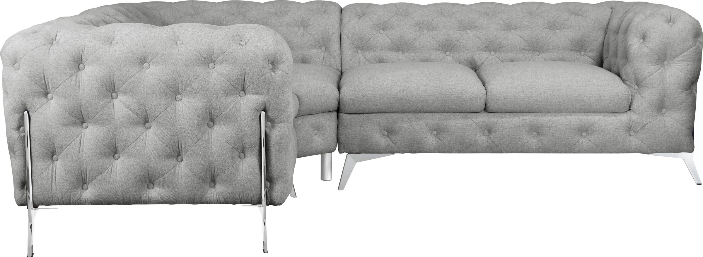 Leonique Chesterfield-Sofa »Amaury L-Form«, moderne Chersterfield-Optik, Breite 262 cm, Fußfarbe wählbar