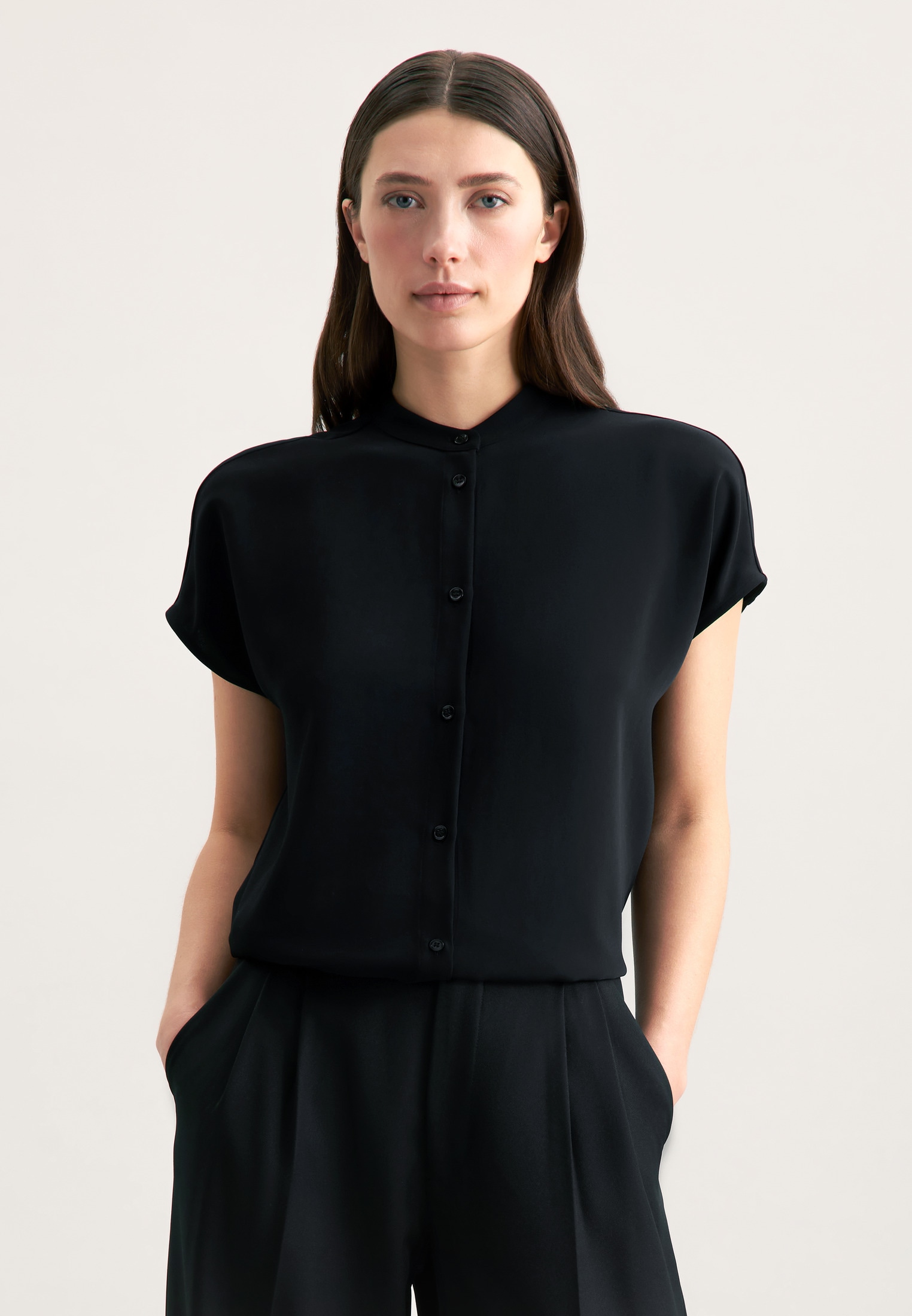 seidensticker Klassische Bluse "Schwarze Rose" Kurzarm Kragen Uni günstig online kaufen