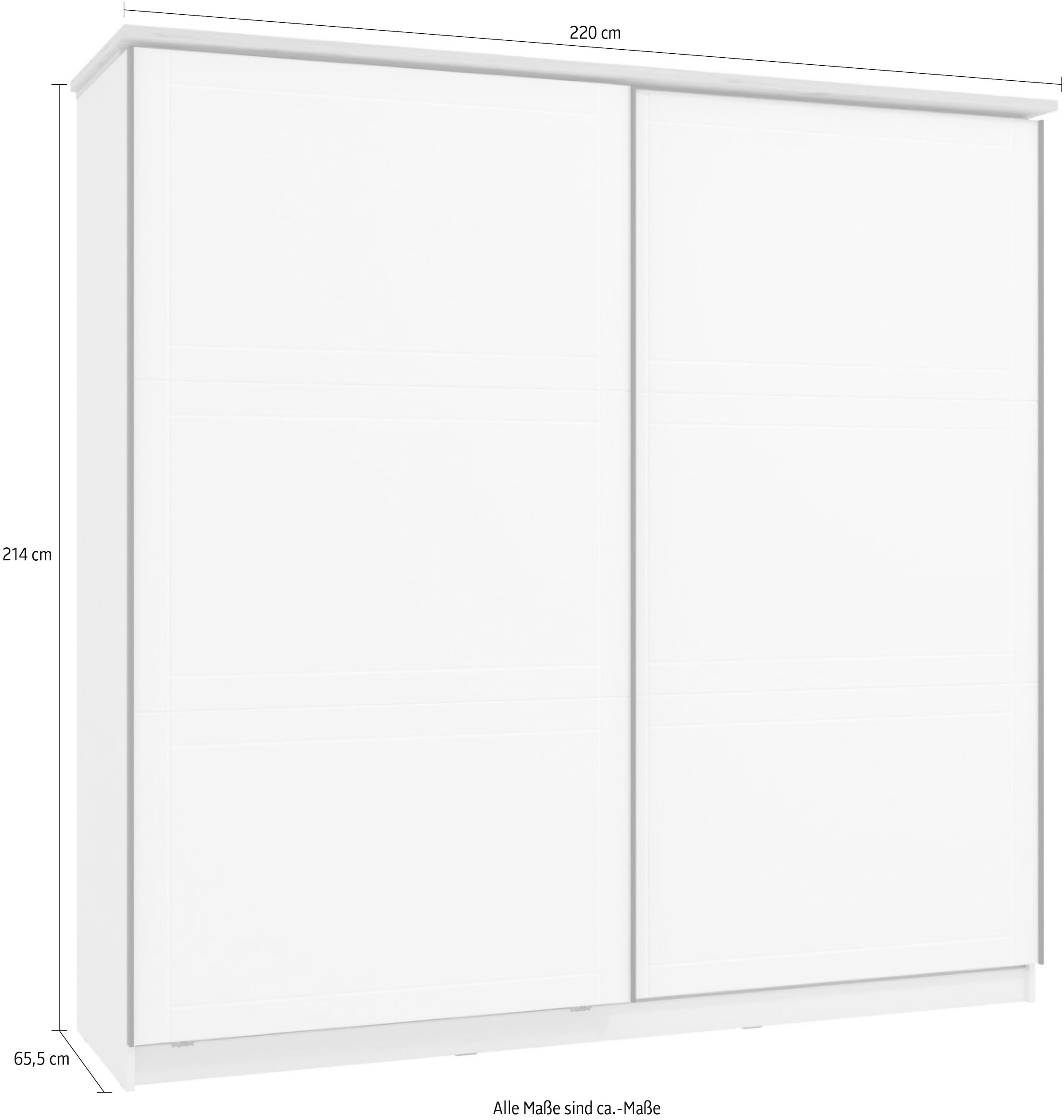 Home affaire Schwebetürenschrank »Valencia, Kleiderschrank im Landhausstil, 220x214x65,5cm«, mit kompletter Innenausstattung, FSC®-zertifizierter Holzwerkstoff
