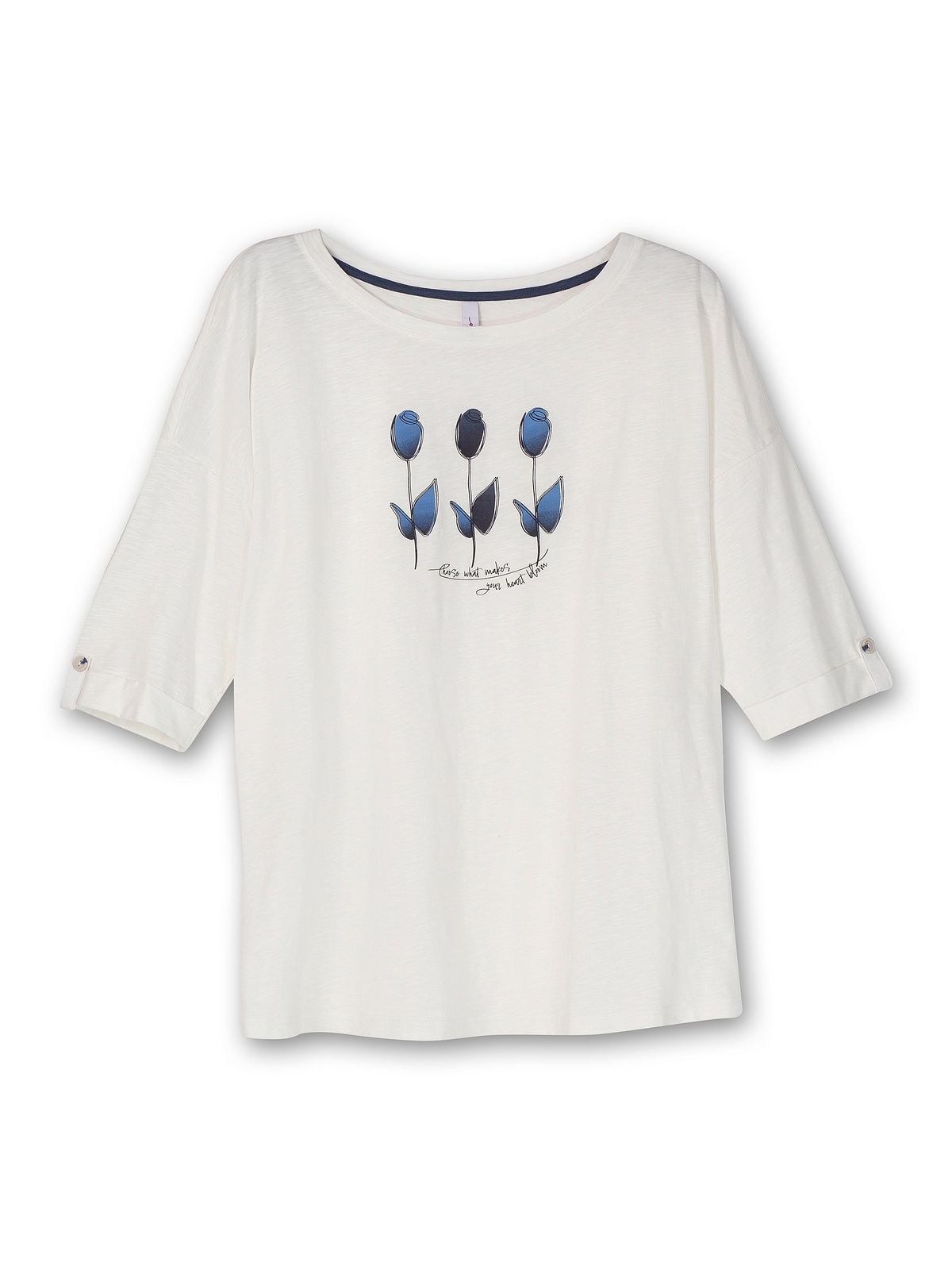 | T-Shirt Sheego kaufen Blumen-Frontdruck BAUR Größen«, »Große mit für