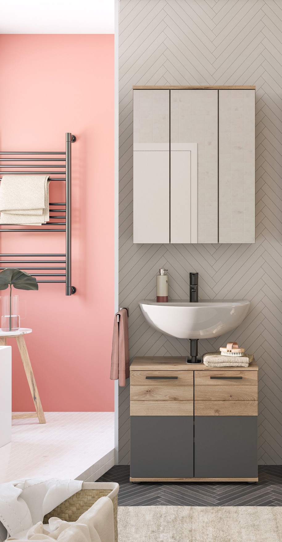 welltime Badmöbel-Set "Riga, 2 teilig, bestehend aus: Waschbeckenunterschra günstig online kaufen