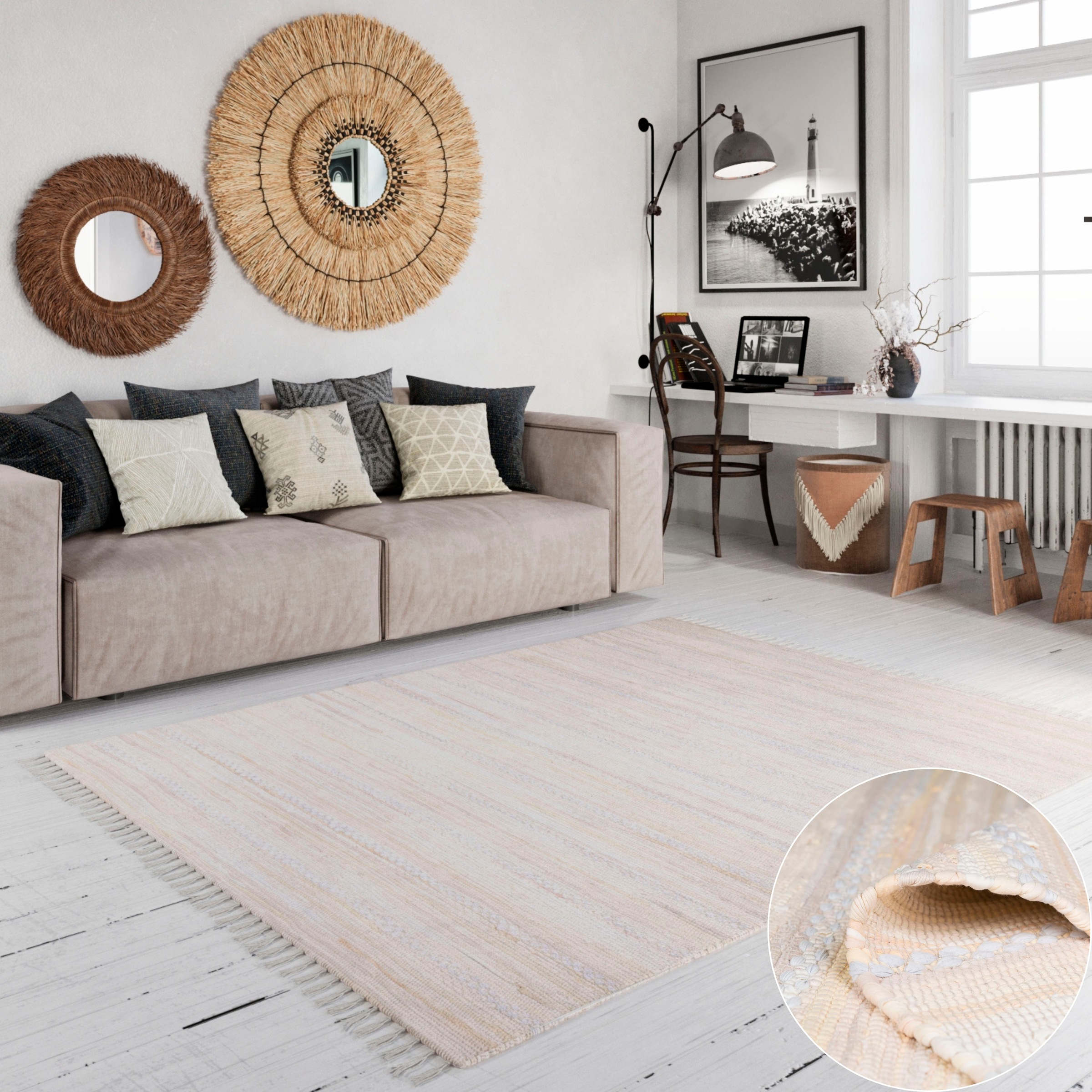 my home Teppich "Nickelberg" rechteckig 10 mm Höhe 90% Baumwolle, handgeweb günstig online kaufen