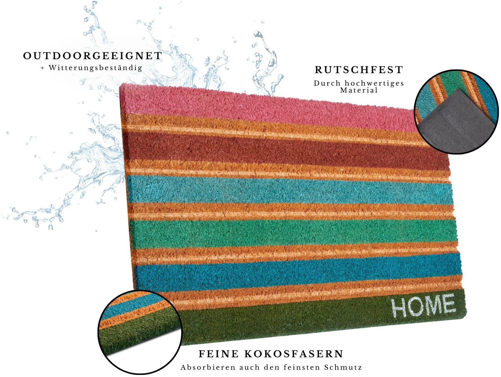 HANSE Home Fußmatte "Mix Mats Kokos Colorful Stripes, Türmatte" rechteckig günstig online kaufen