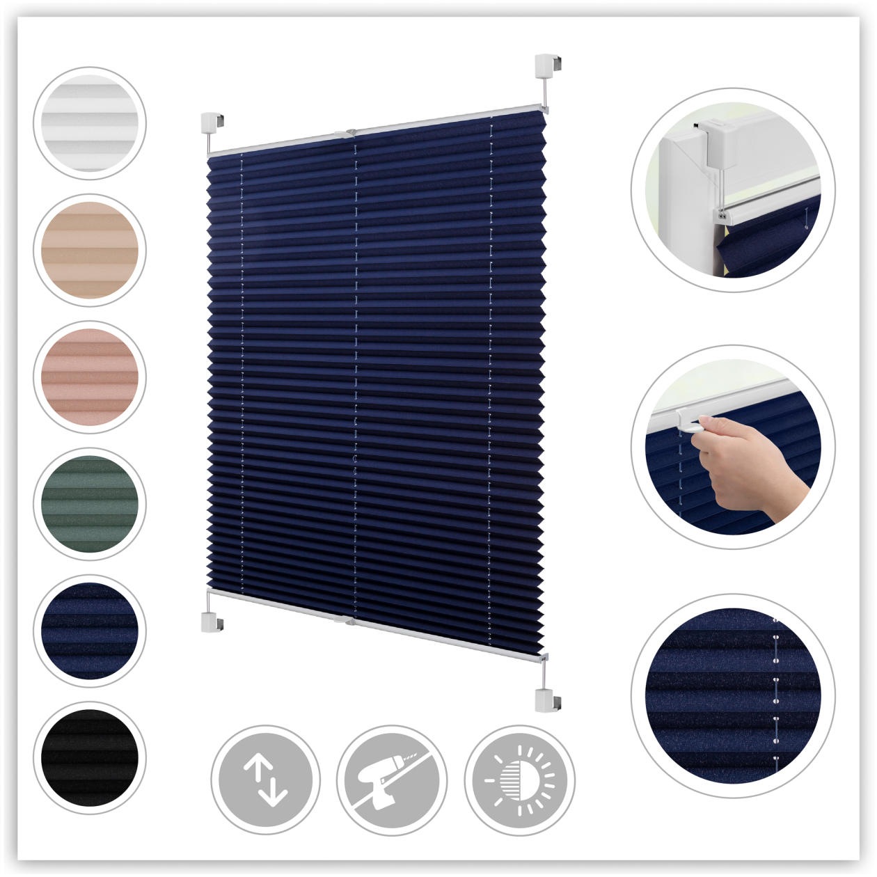 LICHTBLICK ORIGINAL Plissee »Plissee Klemmfix, ohne Bohren, verspannt« blickdicht ohne Bohren verspannt lichtdurchlässig, blickdicht