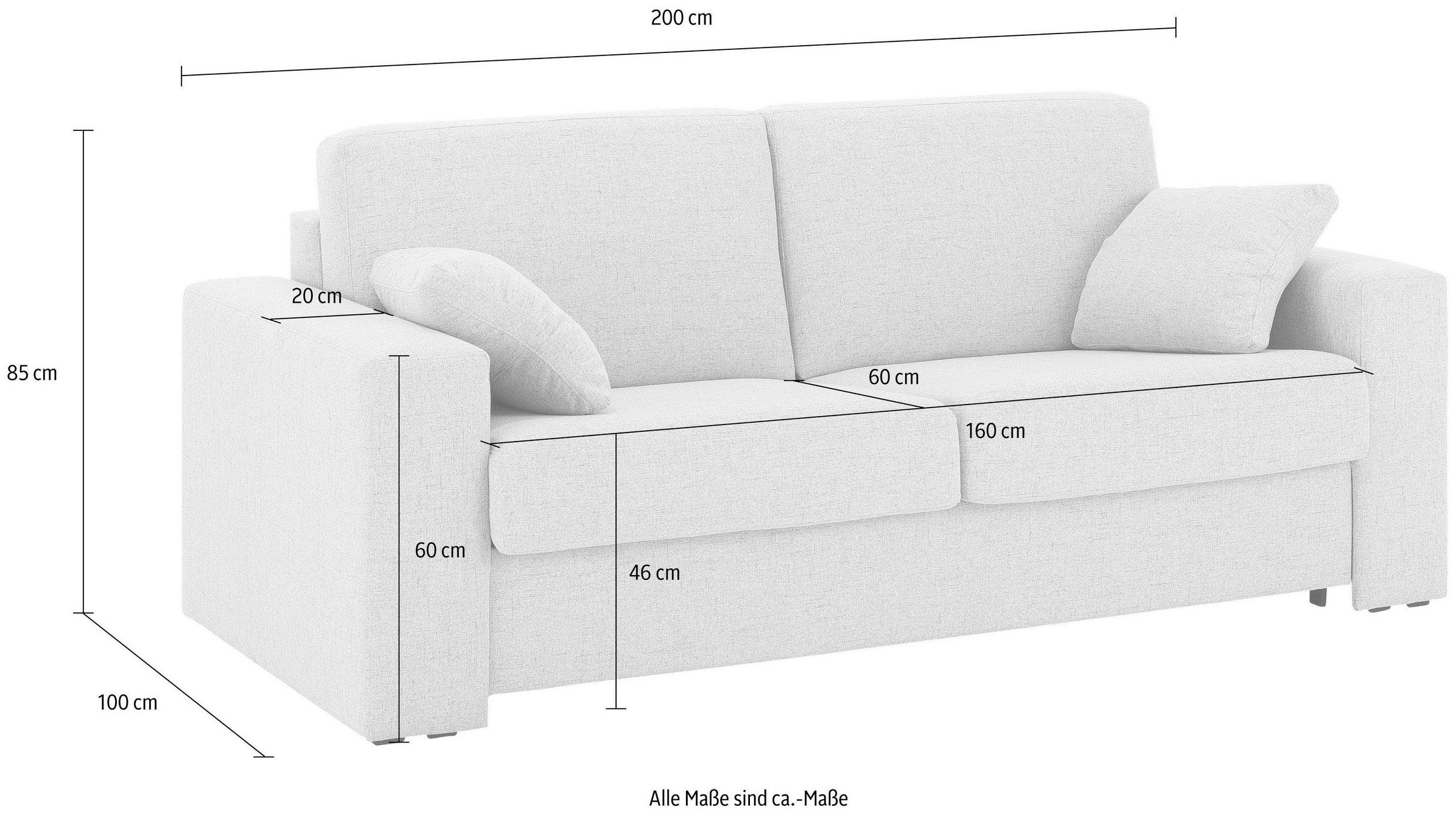 Home affaire Schlafsofa »Roma Matratzenhöhe 14 cm«, Dauerschlaffunktion, mit Unterfederung, Lattenrost, Matratze