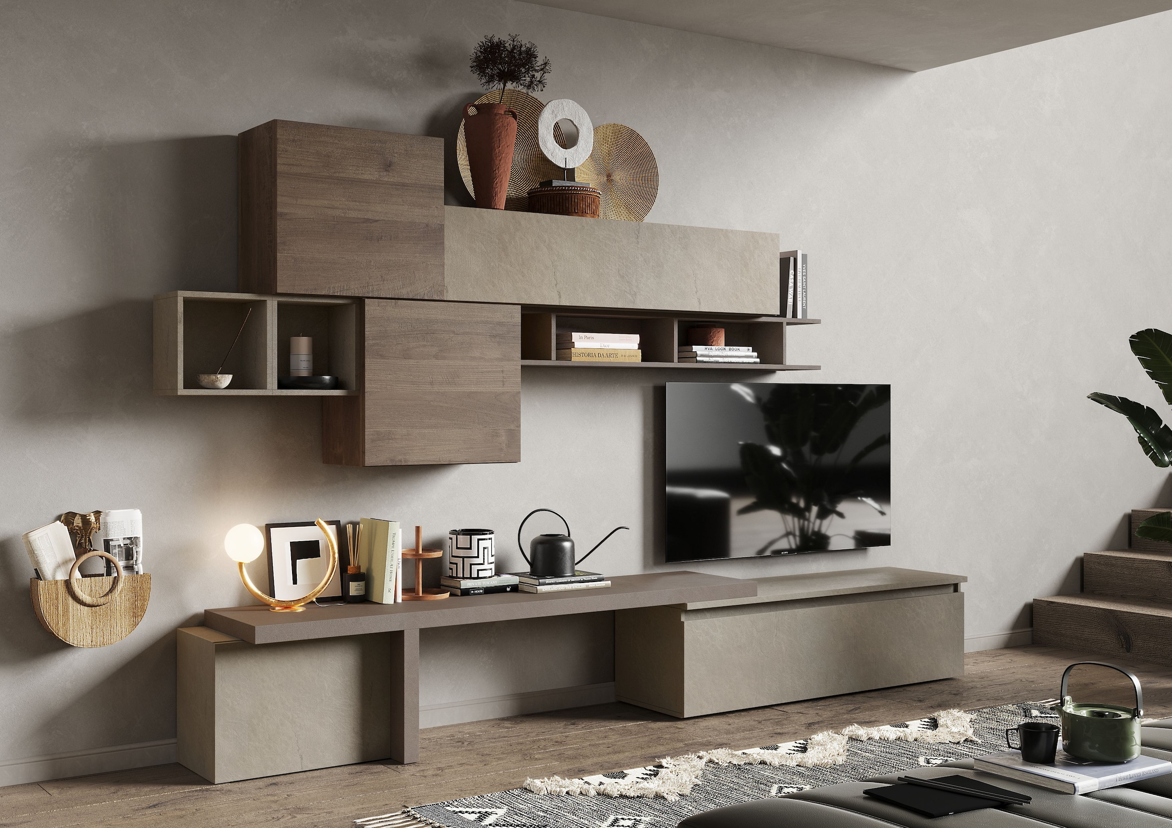 INOSIGN Wohnwand "INFINITY, 8tlg. Breite 330 cm, Höhe variabel (Lowboard, T günstig online kaufen