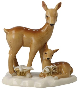 Goebel Weihnachtsfigur "Tierfigur - Rehe im Schnee, Höhe ca. 14 cm", Sammlerfigur, Weihnachtsdeko, Dekofigur aus Steingu