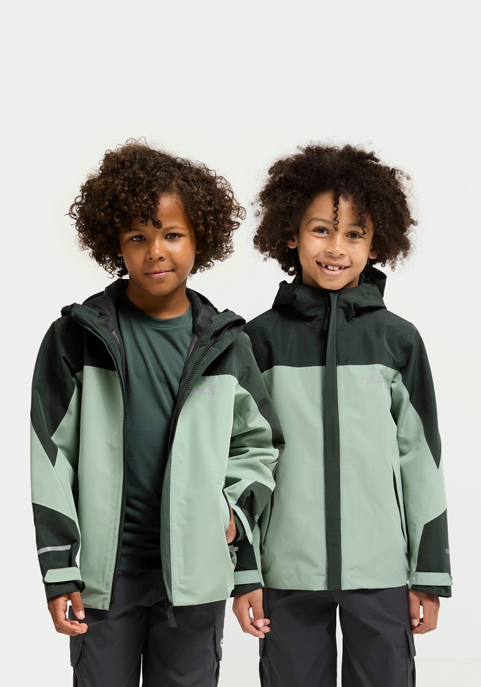 Jack Wolfskin Outdoorjacke "TRAILVENTURE 2L JKT K" mit Kapuze Regenjacke für Kinder, wasserdicht, 3-in-1 System