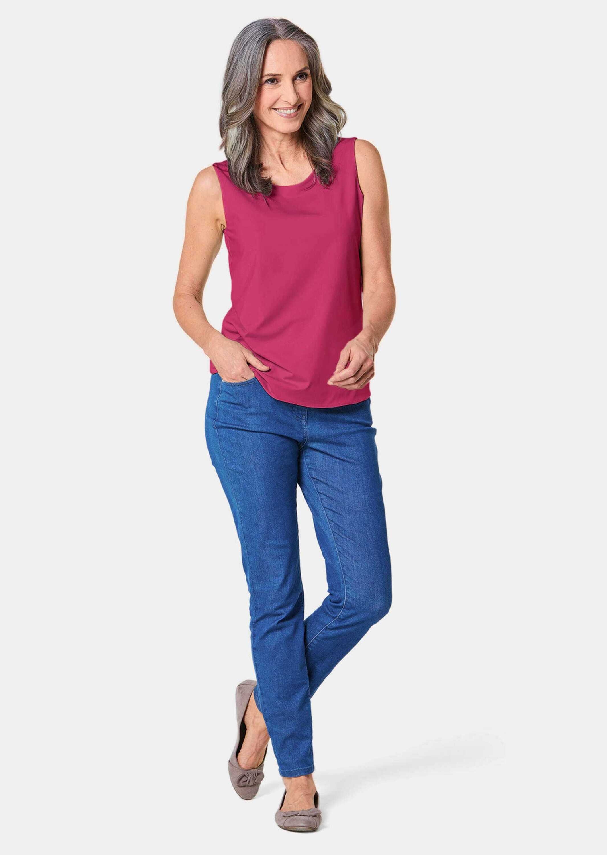 Trägertop GOLDNER "Gepflegtes Top in formstabiler Ware", Damen, Gr. 44, rosa (pink), Obermaterial: 82% Polyester PES. 18% Elasthan EL., normal, Sonstiges, Tops Trägertop, ohne 3