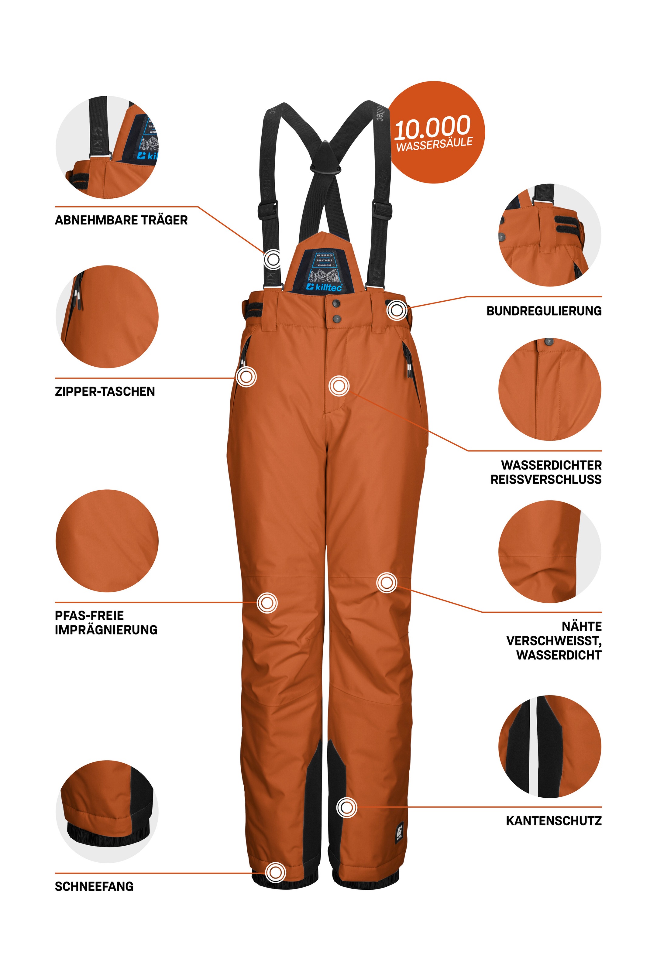 Killtec Skihose »KSW 214 BYS SKI PNTS«, Wasserdichte, atmungsaktive Skihose mit verstellbarem Latz.
