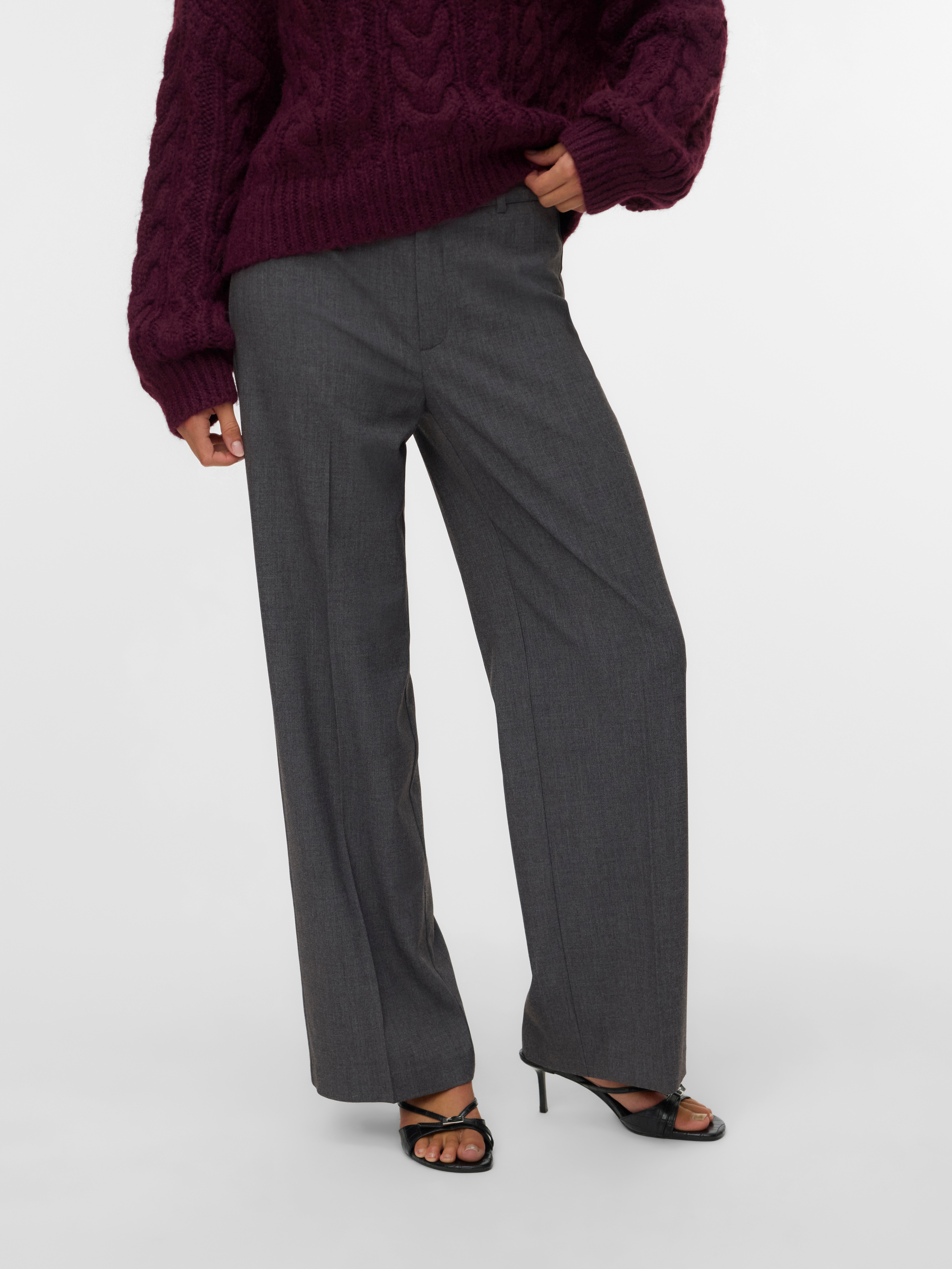 Vero Moda Anzughose "VMTEXAS MW STRAIGHT PANT NOOS" Materialmix