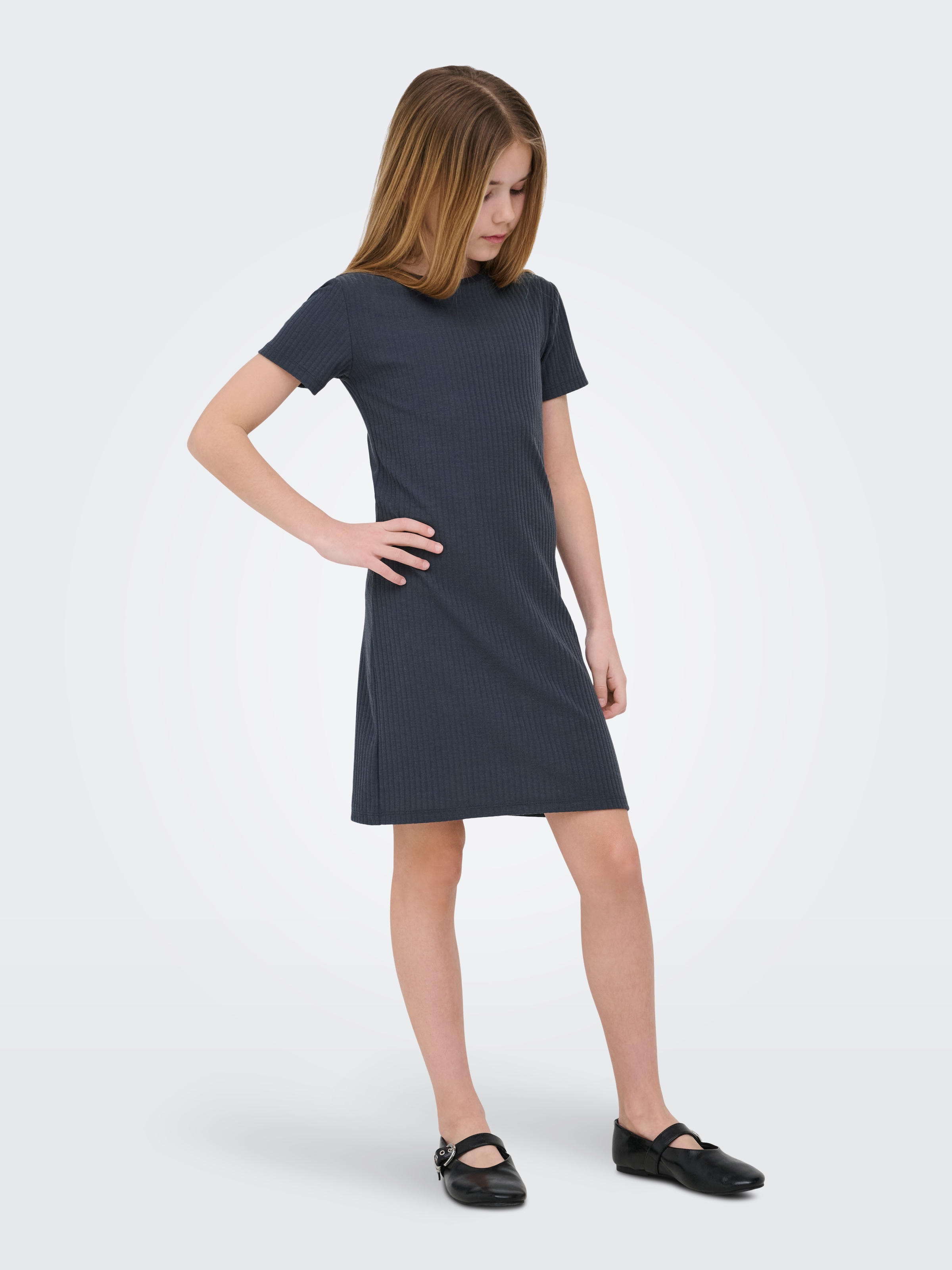 KIDS ONLY Strickkleid »KOGNELLA S/S DRESS VD JRS« Ohne Taschen mit Rundhals-Ausschnitt und kurzem Arm