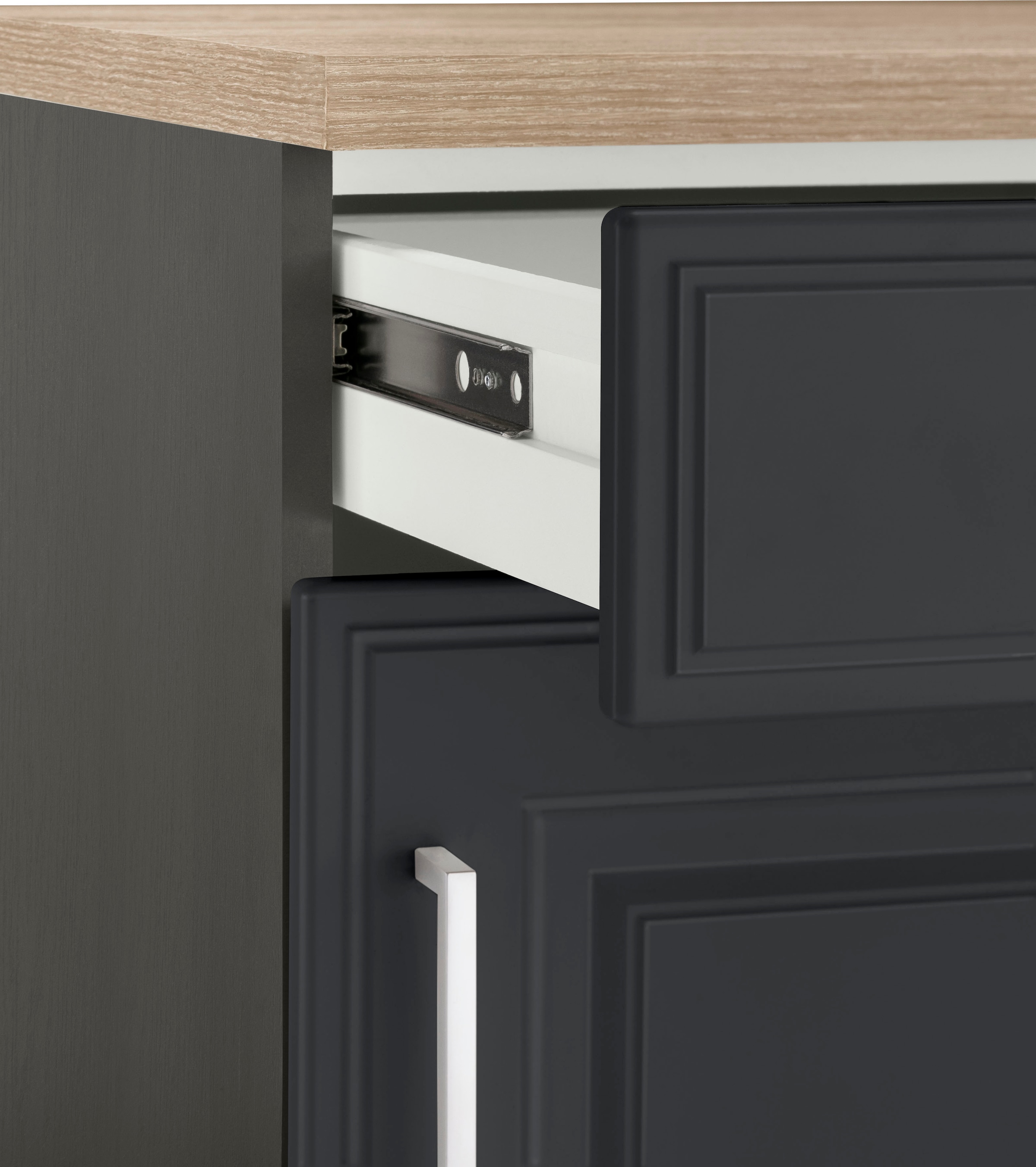 KOCHSTATION Küchenzeile »KS-Stockholm« Breite 310 cm, mit hochwertigen MDF Fronten im Landhaus-Stil