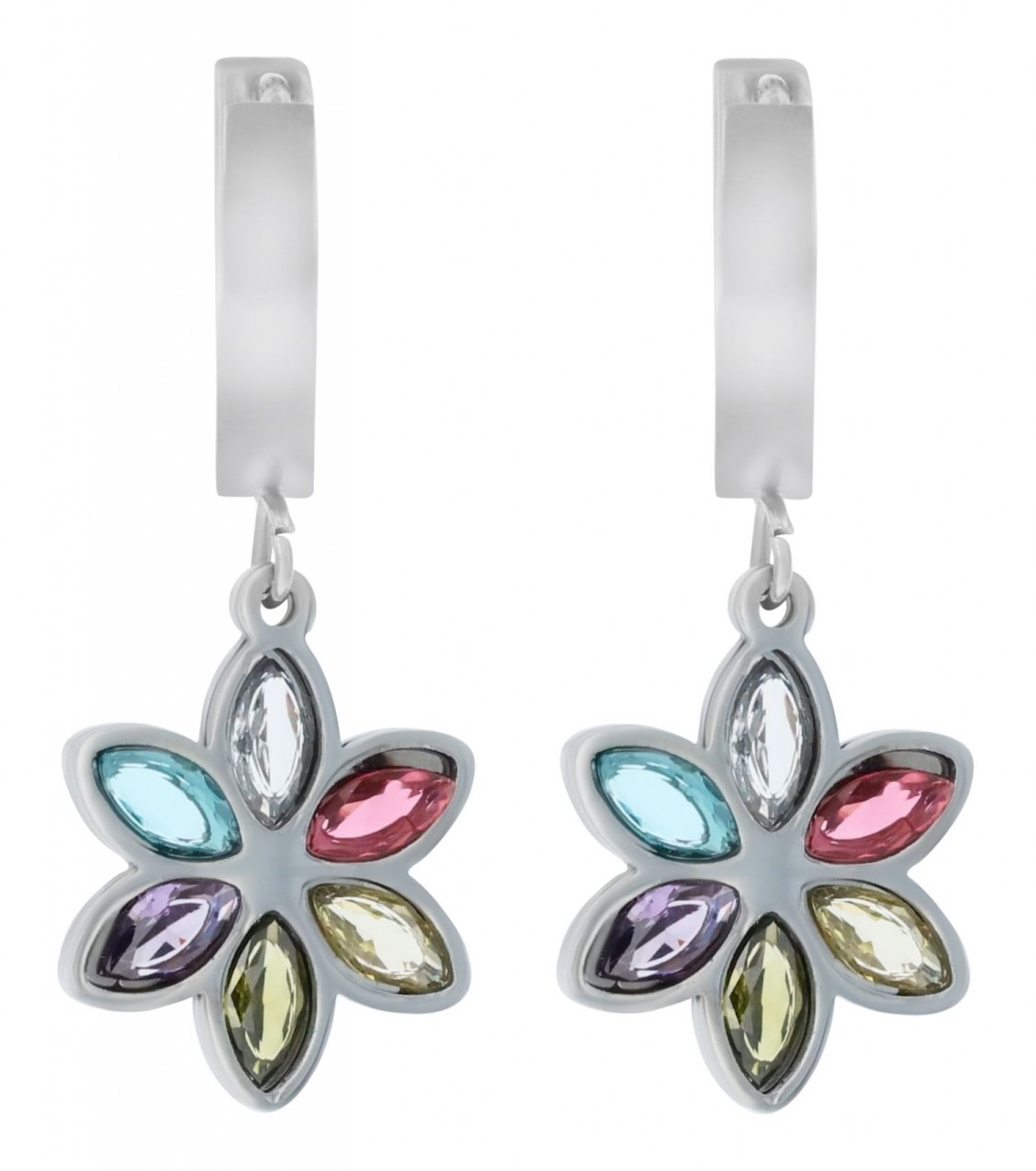 Paar Ohrhänger ADELIA´S "Damen Ohrhänger aus Edelstahl mit Blume - - Ø 9 mm", silber, Ohrringe, Damen, Damen, Edelstahl 2