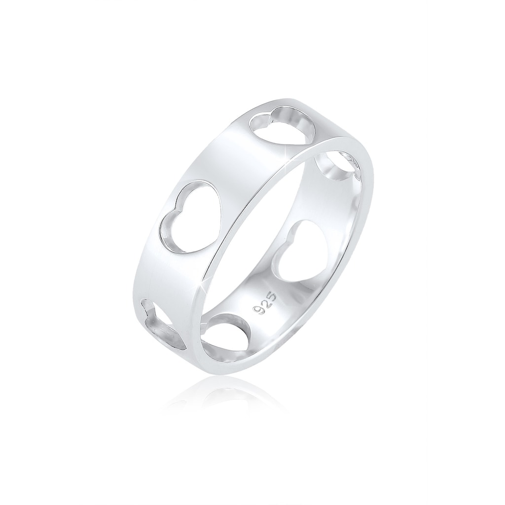 Elli Fingerring »Herz Liebe Cut Out Bandring 925 Silber Loreena«