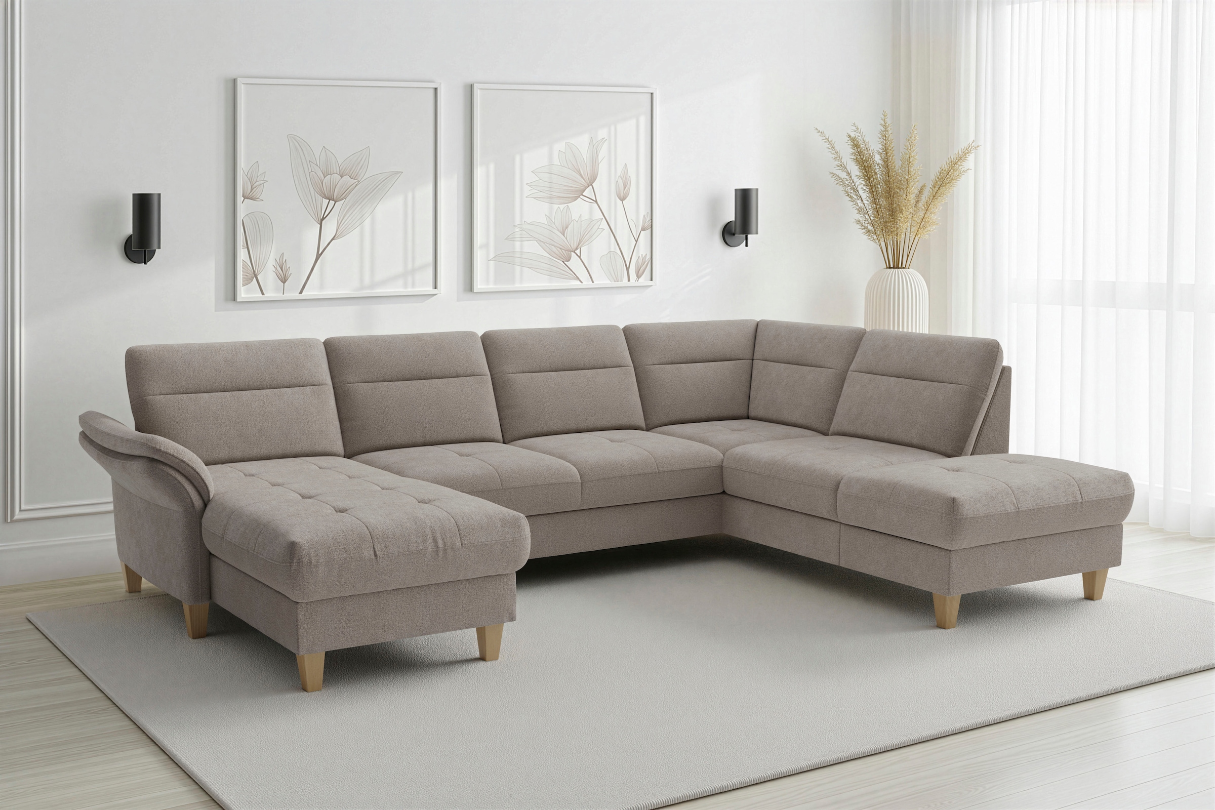 sit&more 1100000002199 "Pamela U-Form, B: 292 cm, optional Schlaffunktion & Bettkasten" mit Federkern und Liegefläche aus Originalstoff