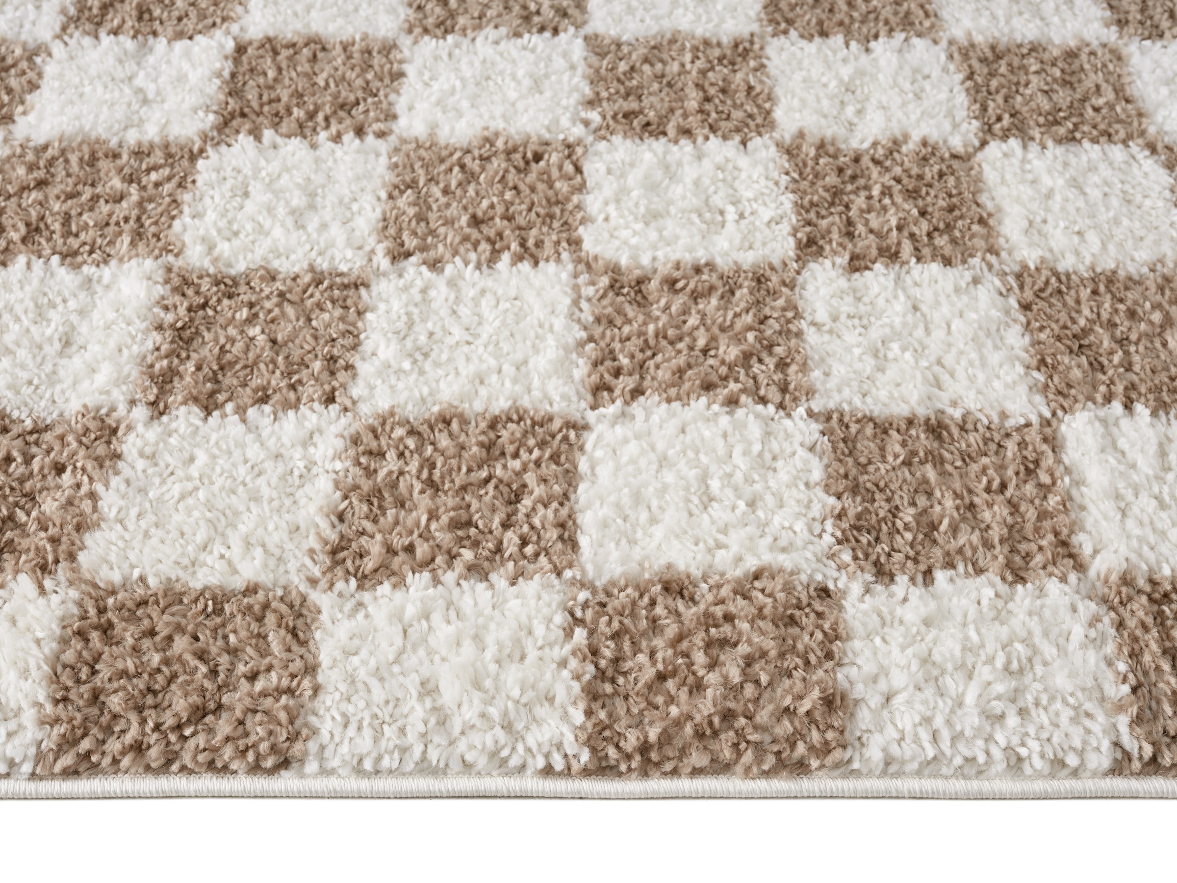 OTTO home Hochflor-Teppich »Kiiki«, rechteckig, 30 mm Höhe, Kariert, auffälliges Schachbrettmuster, Wohnzimmer, Schlafzimmer
