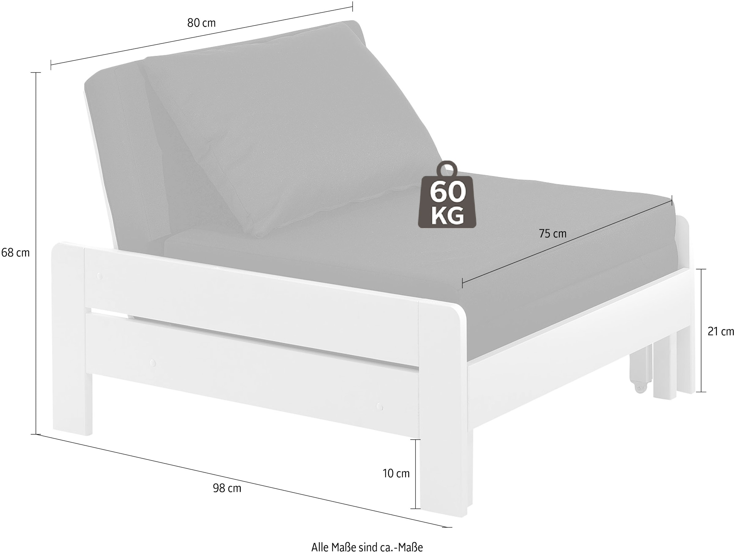 Vipack Jugendbett »Pino«, (Made in Europe), Einzelbett, Sessel, ausklappbar zum Gästebett
