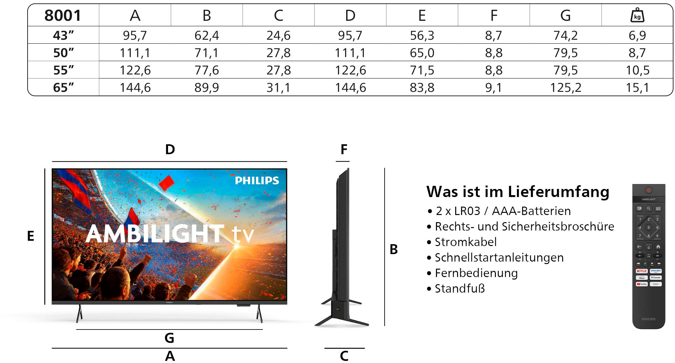 Philips LED-Fernseher »43PUS8001/12« 108 cm/43 ″ Smart-TV