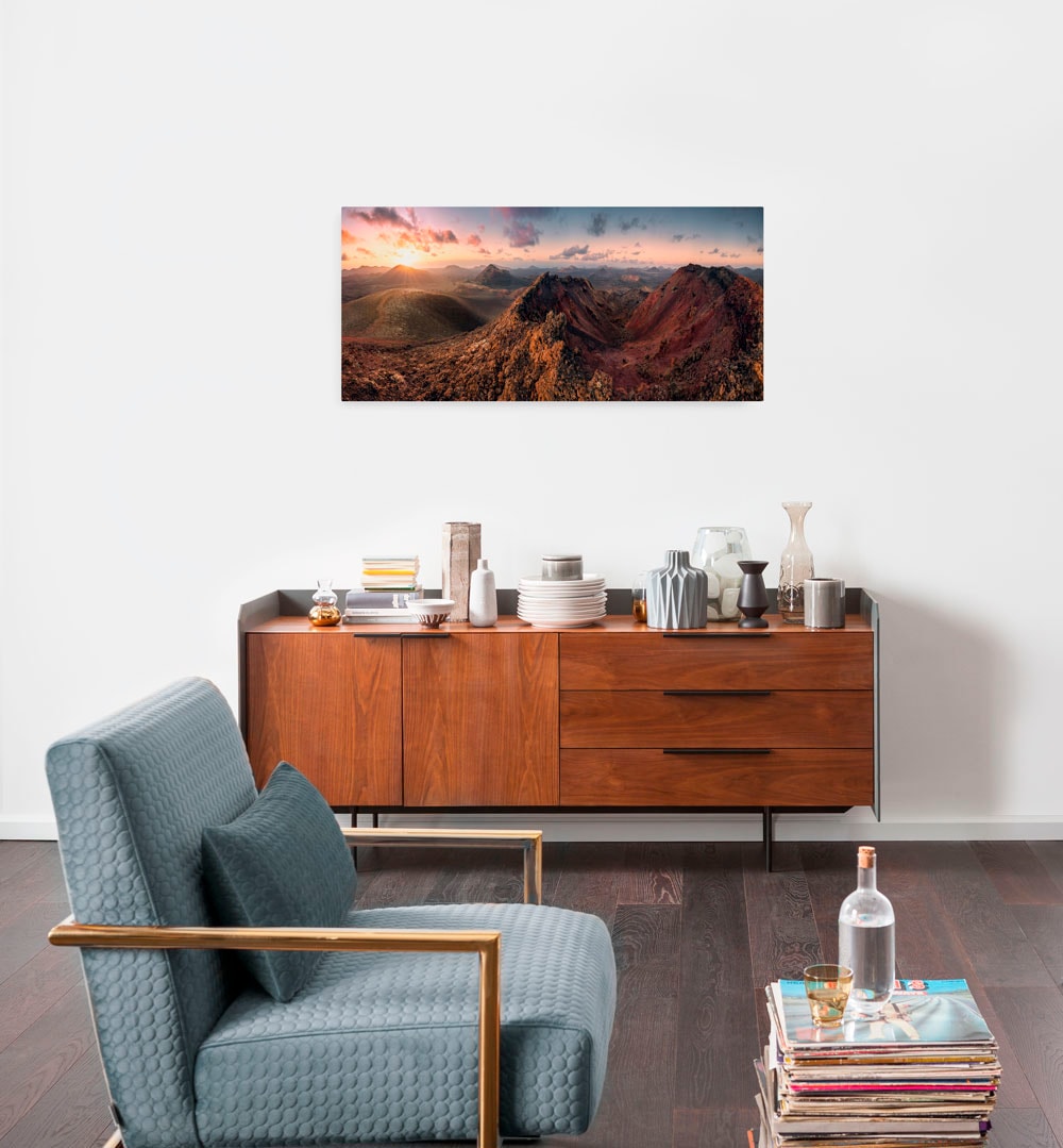 Komar Leinwandbild "Primeval Days - Größe 90 x 40 cm" Baum  Berge  Blumen günstig online kaufen