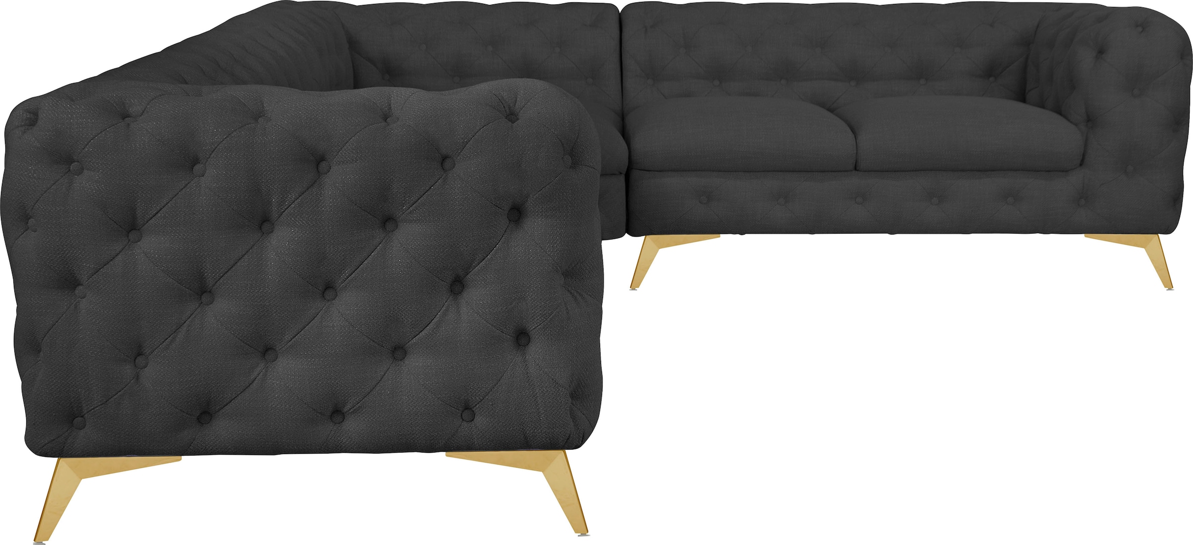 Leonique Chesterfield-Sofa "Ecksofa GLYNIS L-Form mit Wellenunterfederung, günstig online kaufen