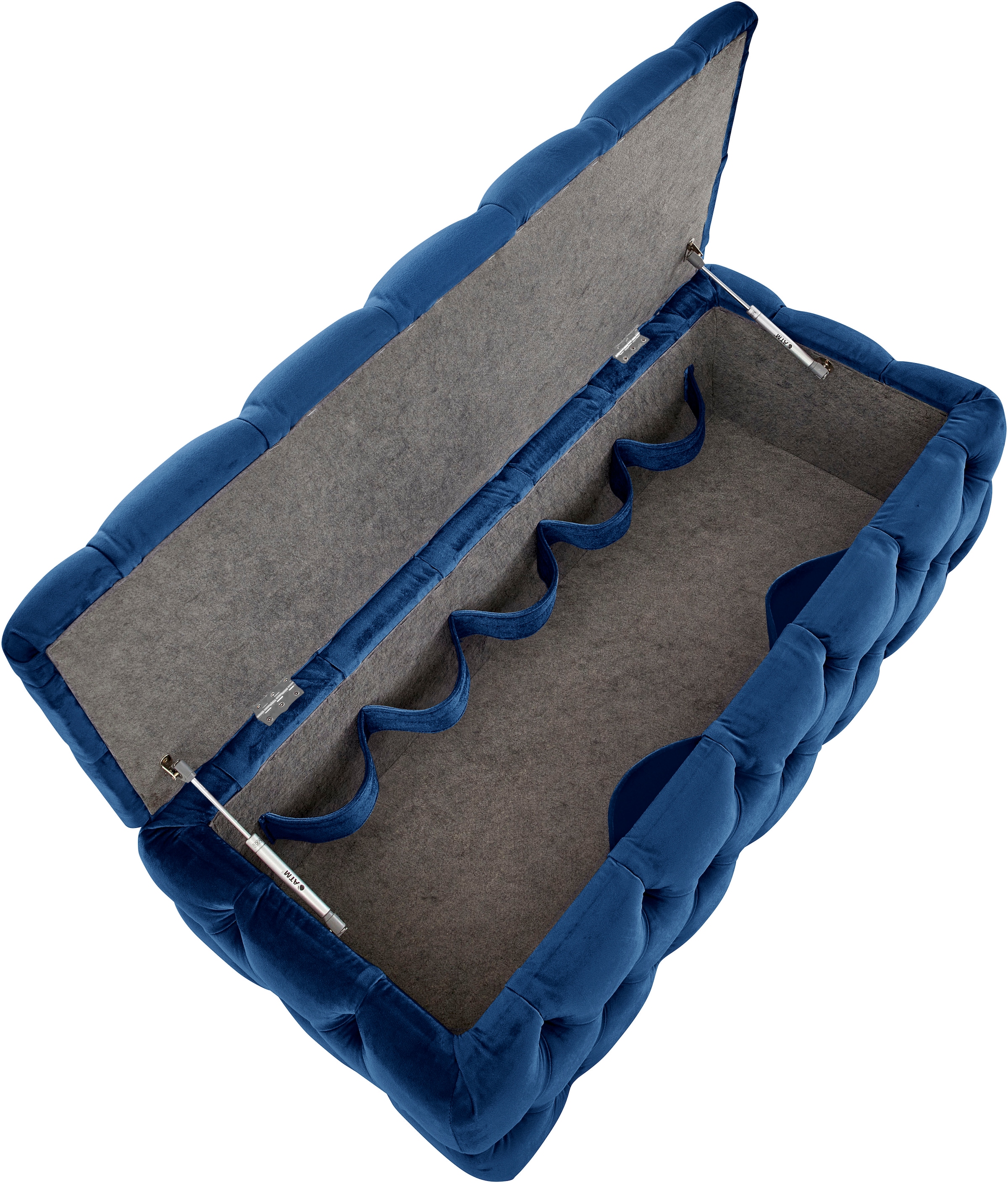 Guido Maria Kretschmer Home&Living Polsterhocker »KALINA, hochwertige Knopfheftung, B/T/H: 120/55/45 cm«, mit Staufach und innenliegenden Laschen zur besseren Aufbewahrung