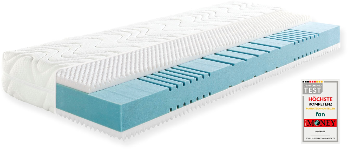 fan Kaltschaummatratze »fan 7-Zonen-Kaltschaummatratze mit Noppenschaumauflage« 23 cm hoch 1-tlg., 1 Stk. tlg. Matratze 90x200, 140x200 & weitere Größen, mit Schulterentlastungzone