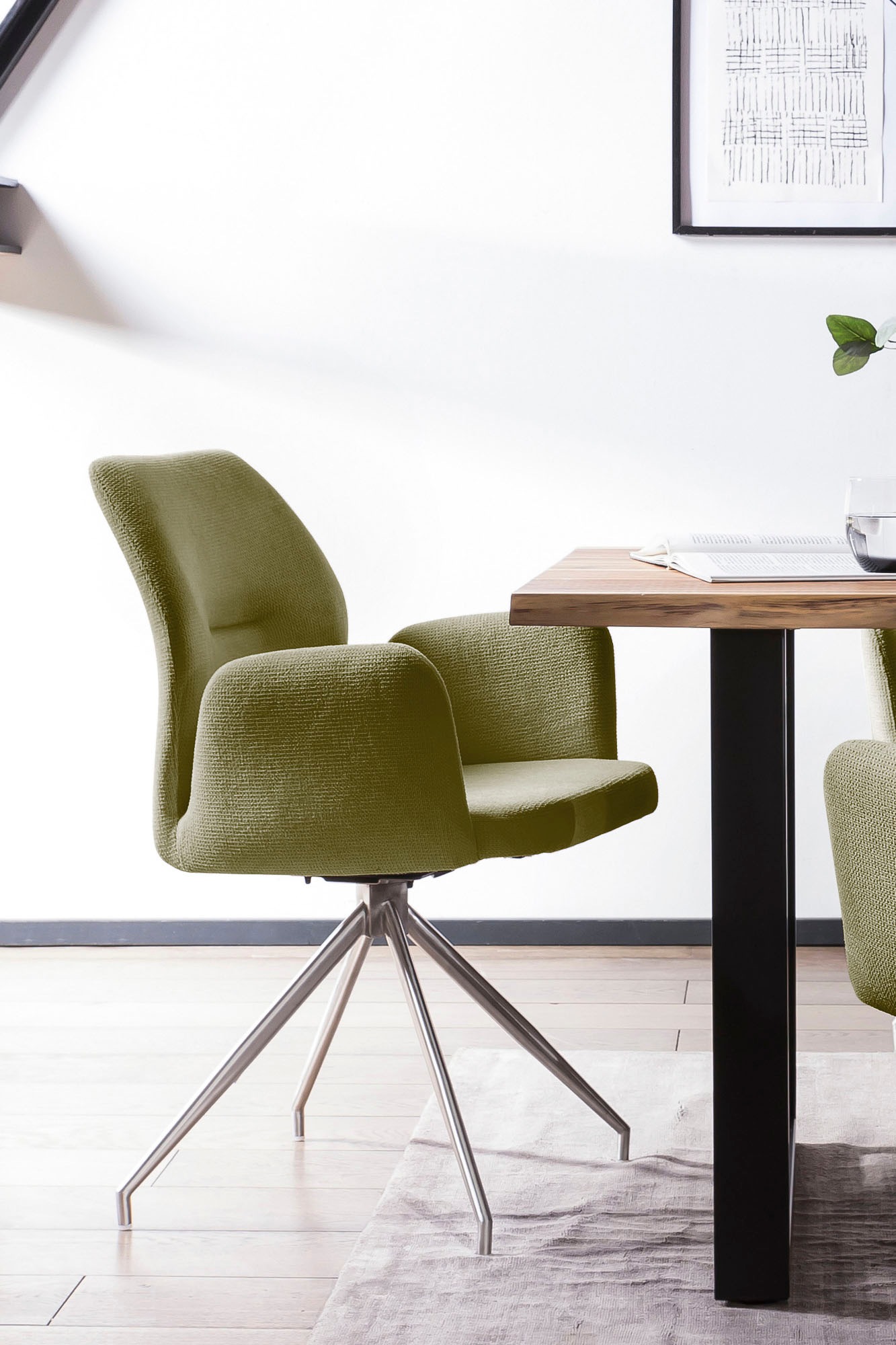 SalesFever Esszimmerstuhl "Taormina Armlehnstuhl mit silbernem Edelstahlges günstig online kaufen