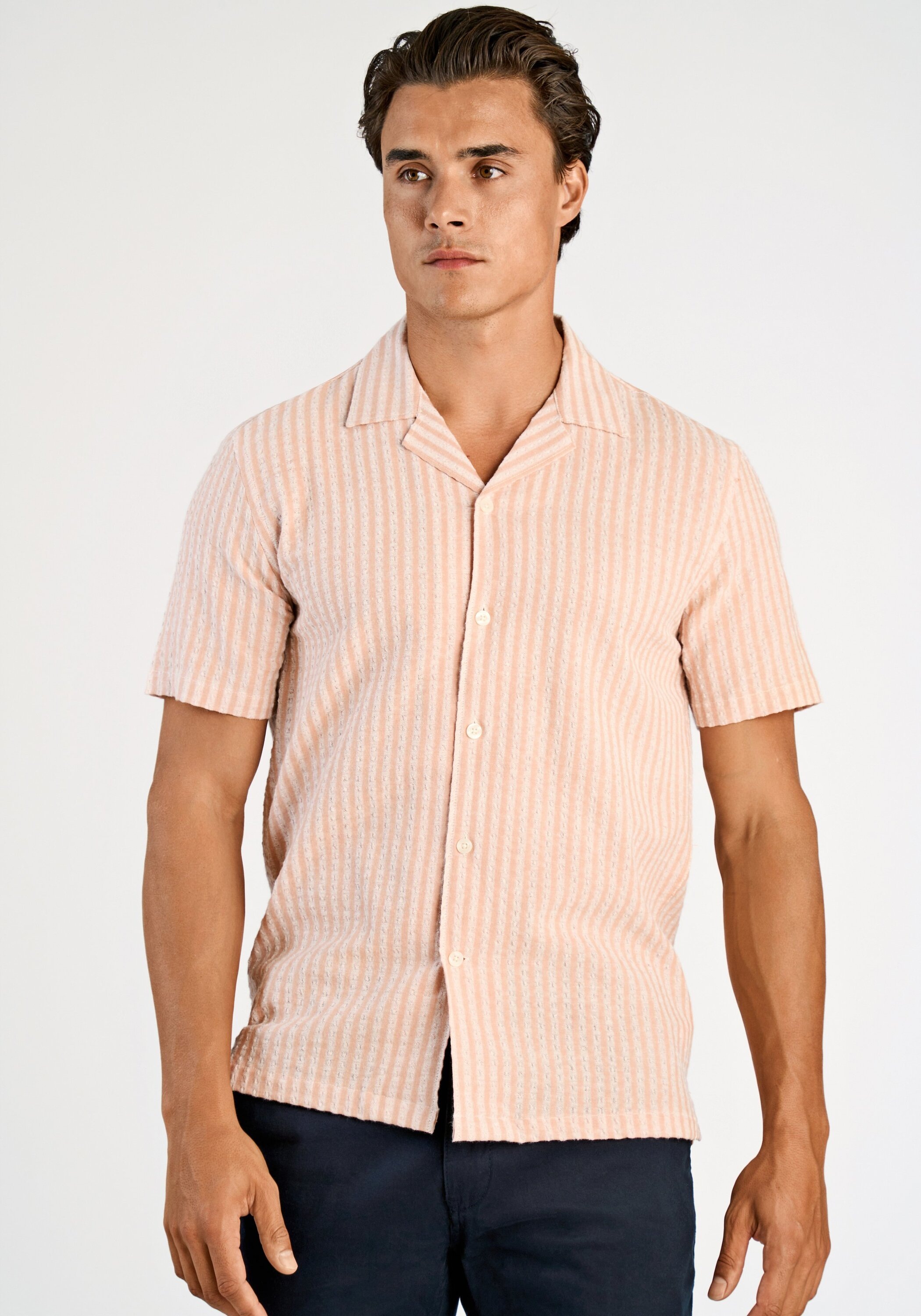 Flanellhemd LINDBERGH "Freizeithemd Relaxed Fit", Herren, Gr. XL, Normalgrößen, baked rose, Obermaterial: 98% Baumwolle, 2% Elasthan, Hemden