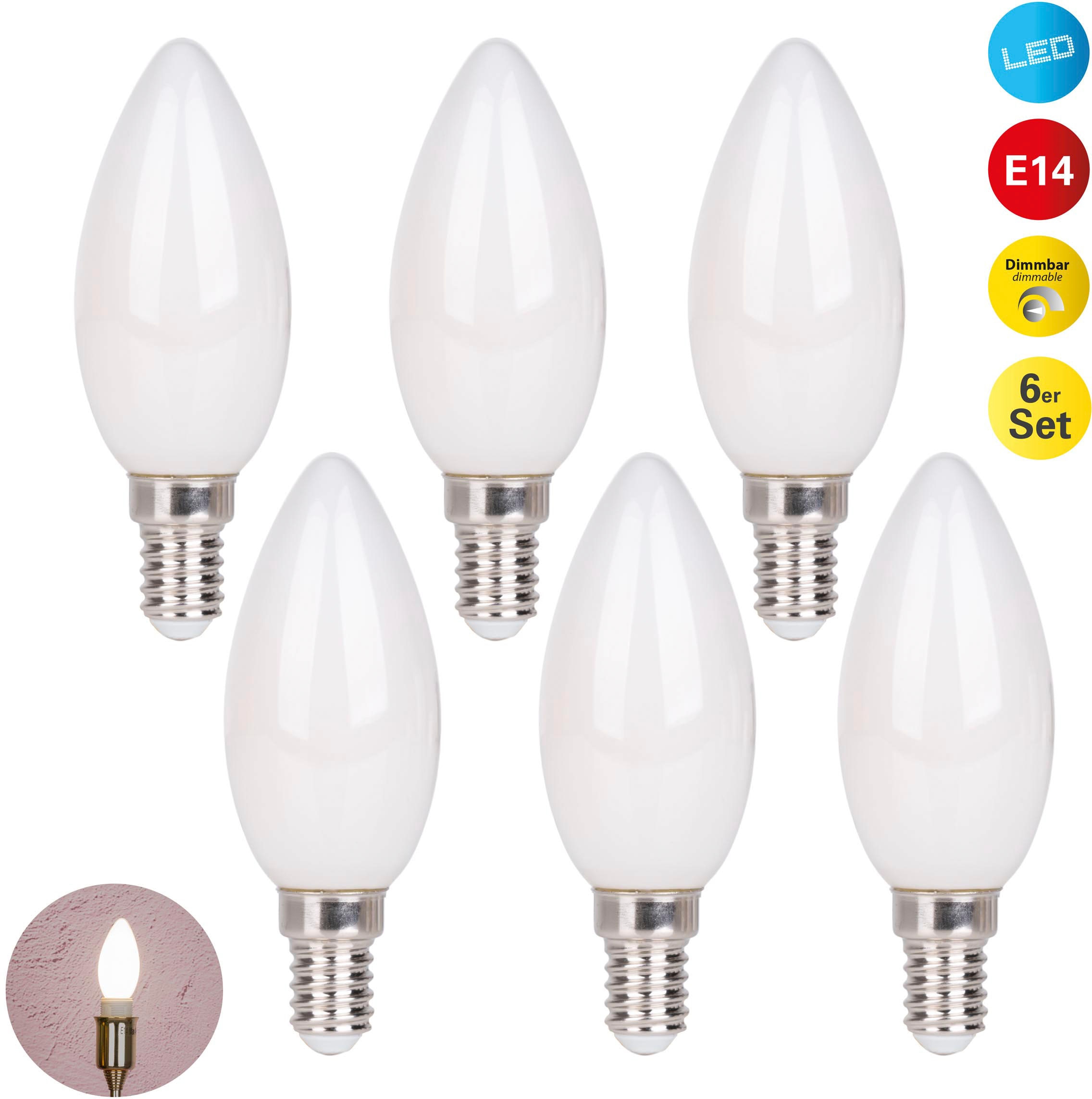 NÄVE LED-Leuchtmittel "Daffy", Ø:3,5cm, weiß, Leuchtmittel, 6er Set