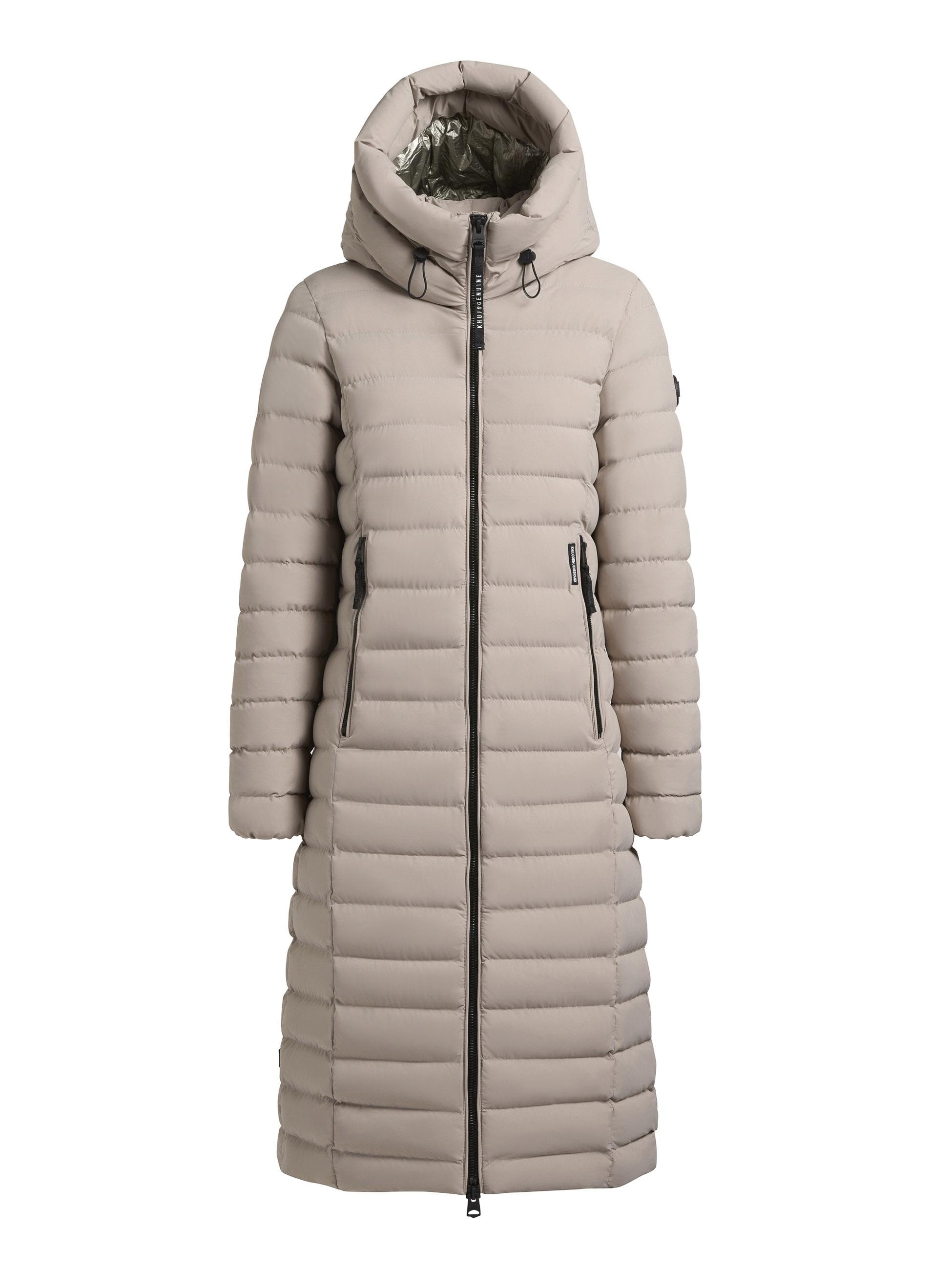 khujo Steppjacke »Imes-YM«, mit Kapuze, Steppmantel mit hohem Kragen und silbrig glänzendem Innenfutter