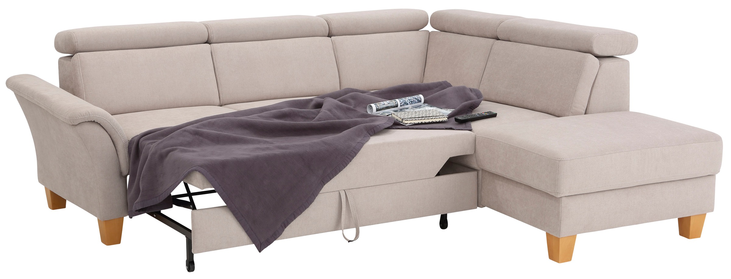 Home affaire Ecksofa »Conville L-Form«, Federkern, wahlweise mit Bettfunktion und Bettkasten bzw. Stauraum