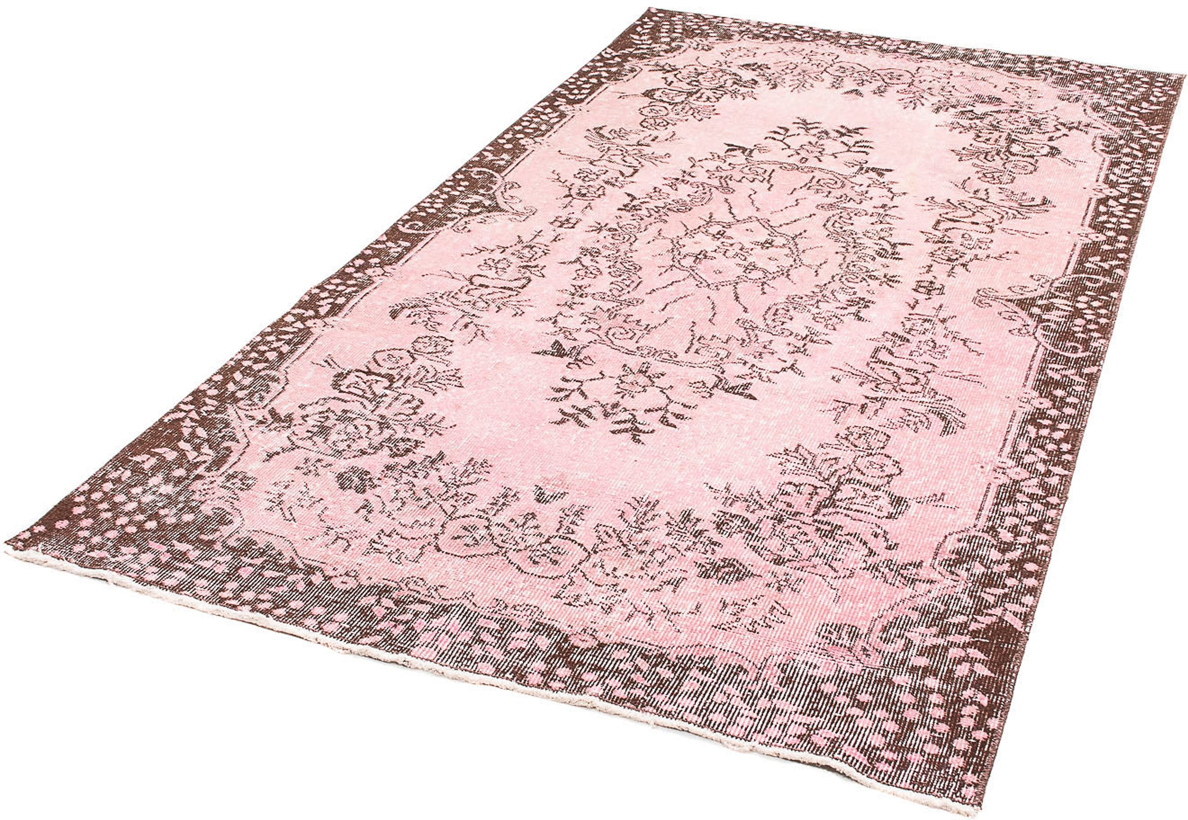 morgenland Teppich »Vintage - 217 x 118 cm - rosa«, rechteckig, Wohnzimmer, Handgeknüpft, Einzelstück mit Zertifikat