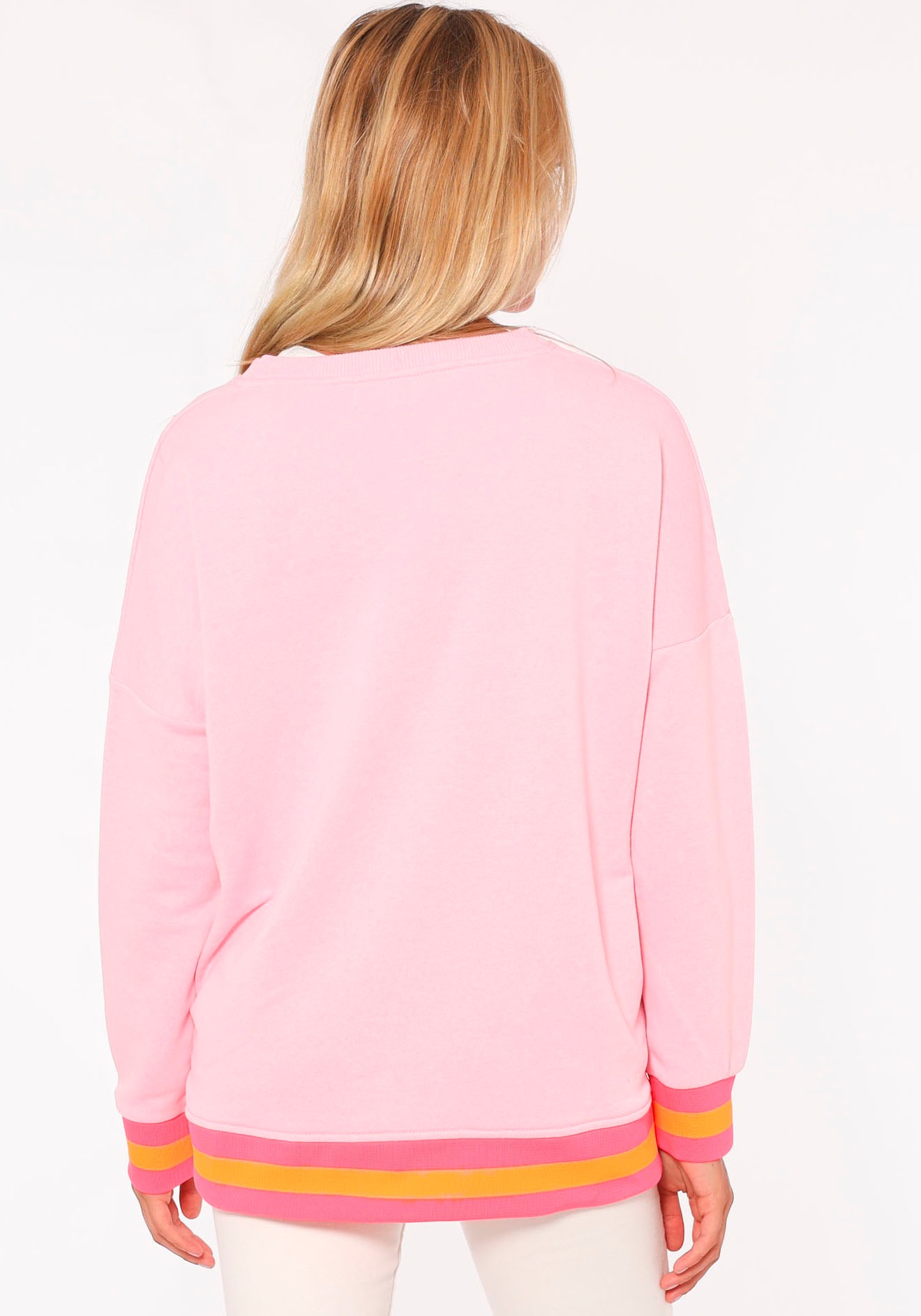 Zwillingsherz "Dana", Neon-Bündchen, V-Ausschnitt, Langarm, Front-Stickerei günstig online kaufen