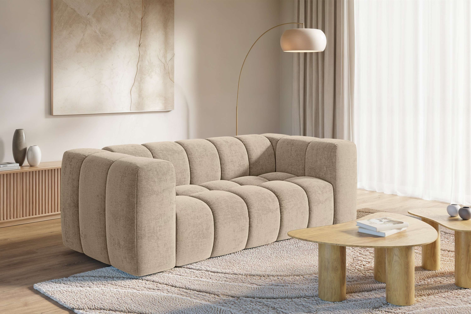 homsy by Ana Johnson 3-Sitzer ""L" BOUBELLE Design-Sofa, Bubble-Optik, Breite 217 cm" hoher Sitzkomfort dank Wellenunterfederung, L Sitztiefe 63 cm