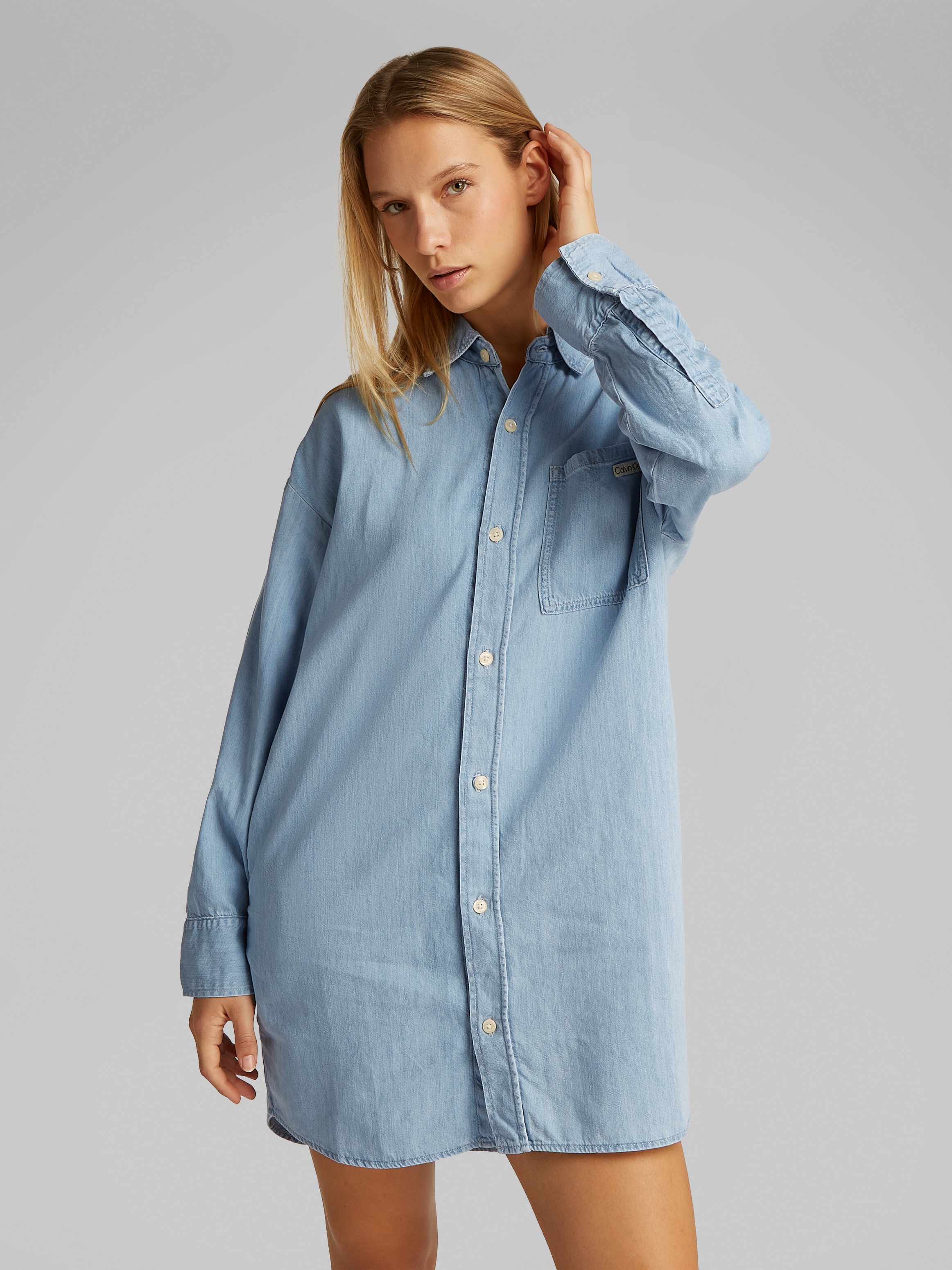 Calvin Klein Jeans Jeanskleid "TENCEL LOOSE SHIRT DENIM DRESS" Brusttasche günstig online kaufen