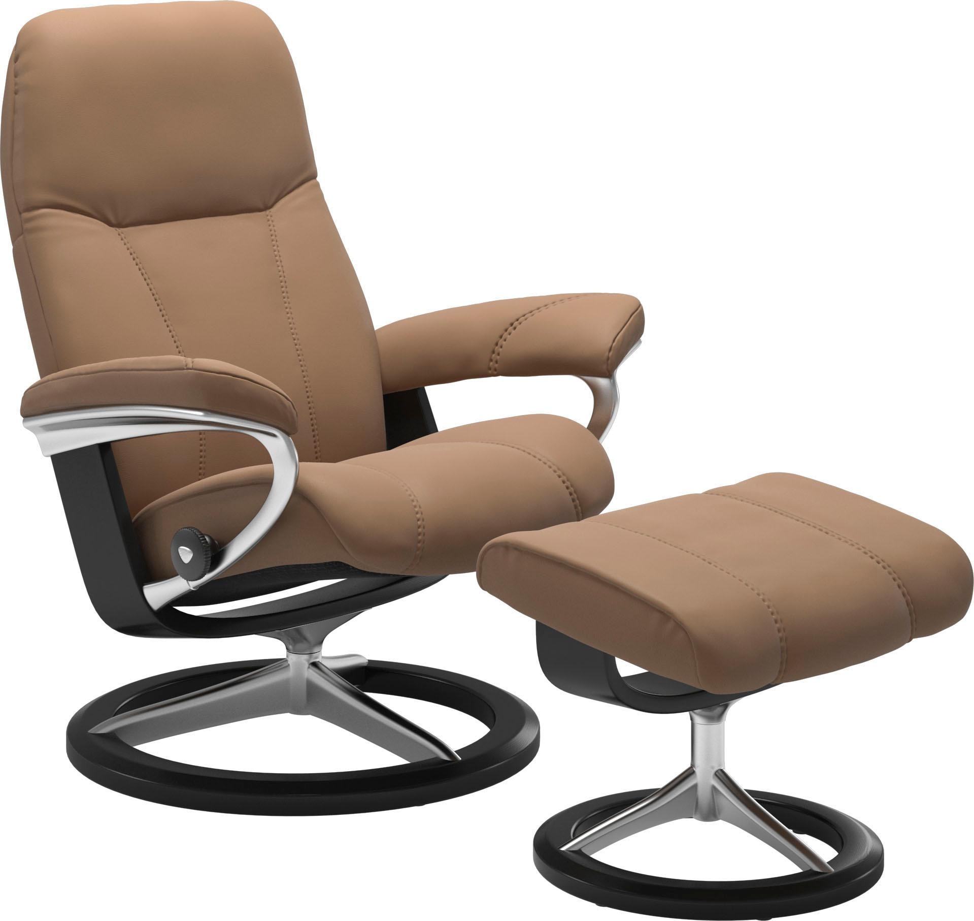 Stressless Relaxsessel "Consul" Set, Relaxsessel mit Hocker, mit Hocker, mit Signature Base, Größe L, Gestell Schwarz