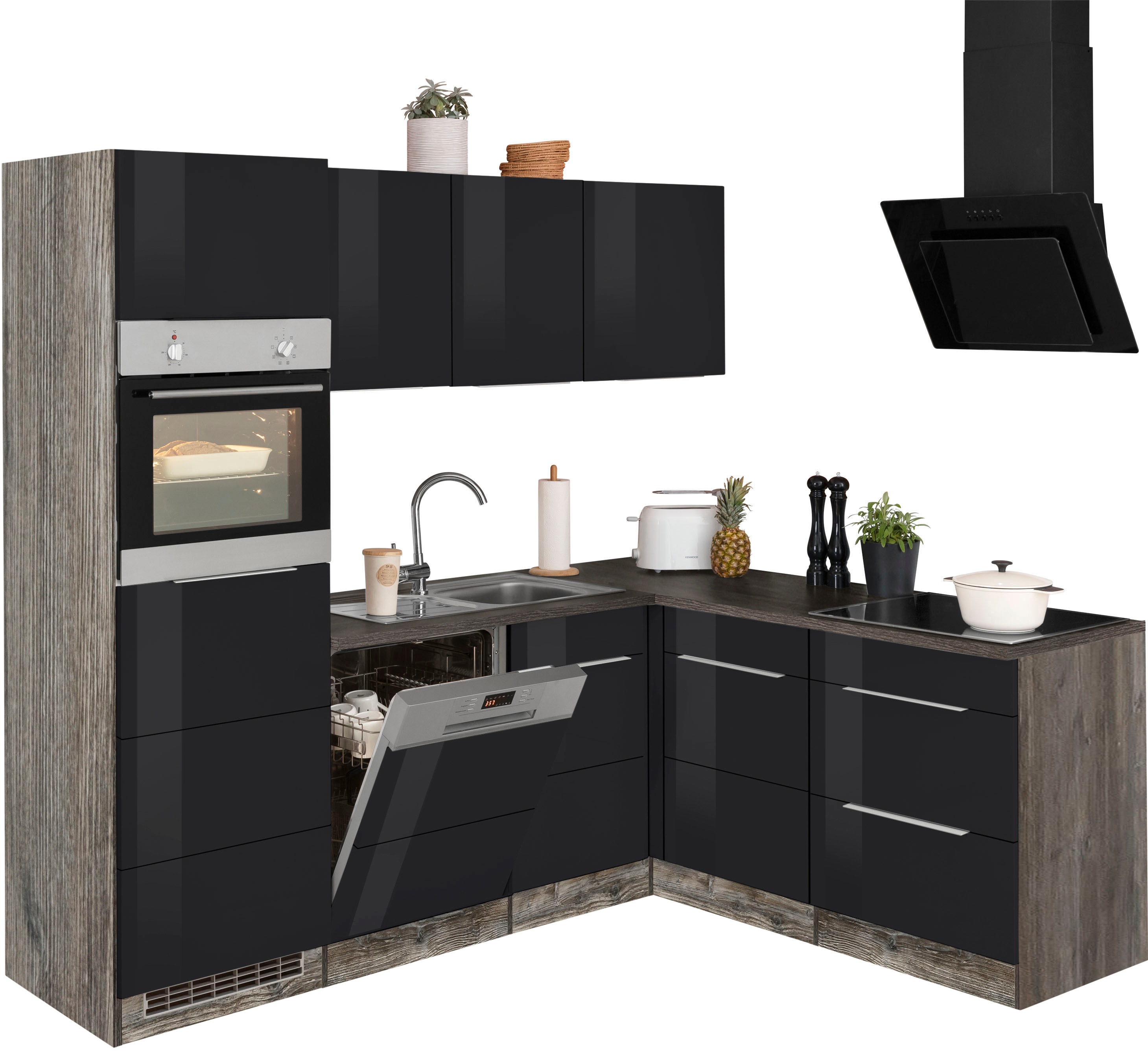Thumbnail - KOCHSTATION Winkelküche "KS-Brindisi", Stellbreite 230/170 cm, wahlweise mit E-Geräten, mit MDF-Fronten