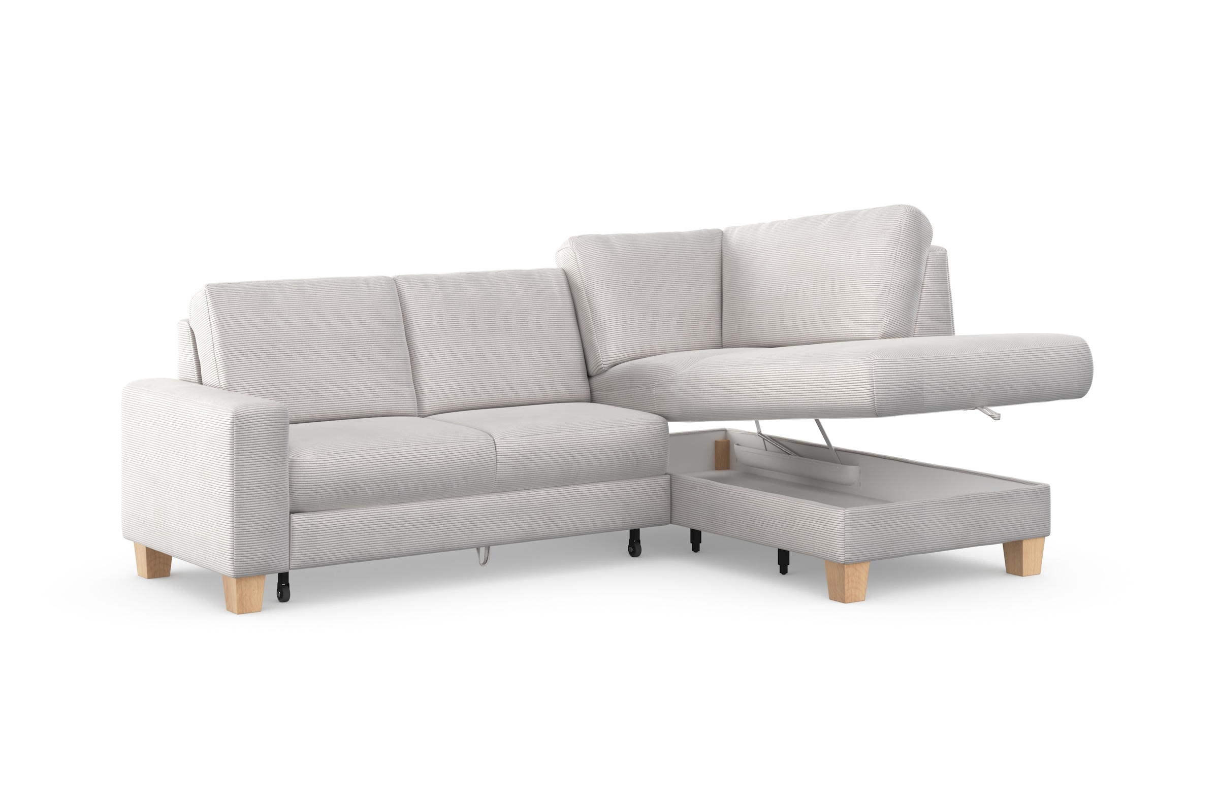 Home affaire Ecksofa »Summer L-Form«, mit Ottomane, wahlweise mit Bettfunktion und Bettkasten, Cord-Bezug