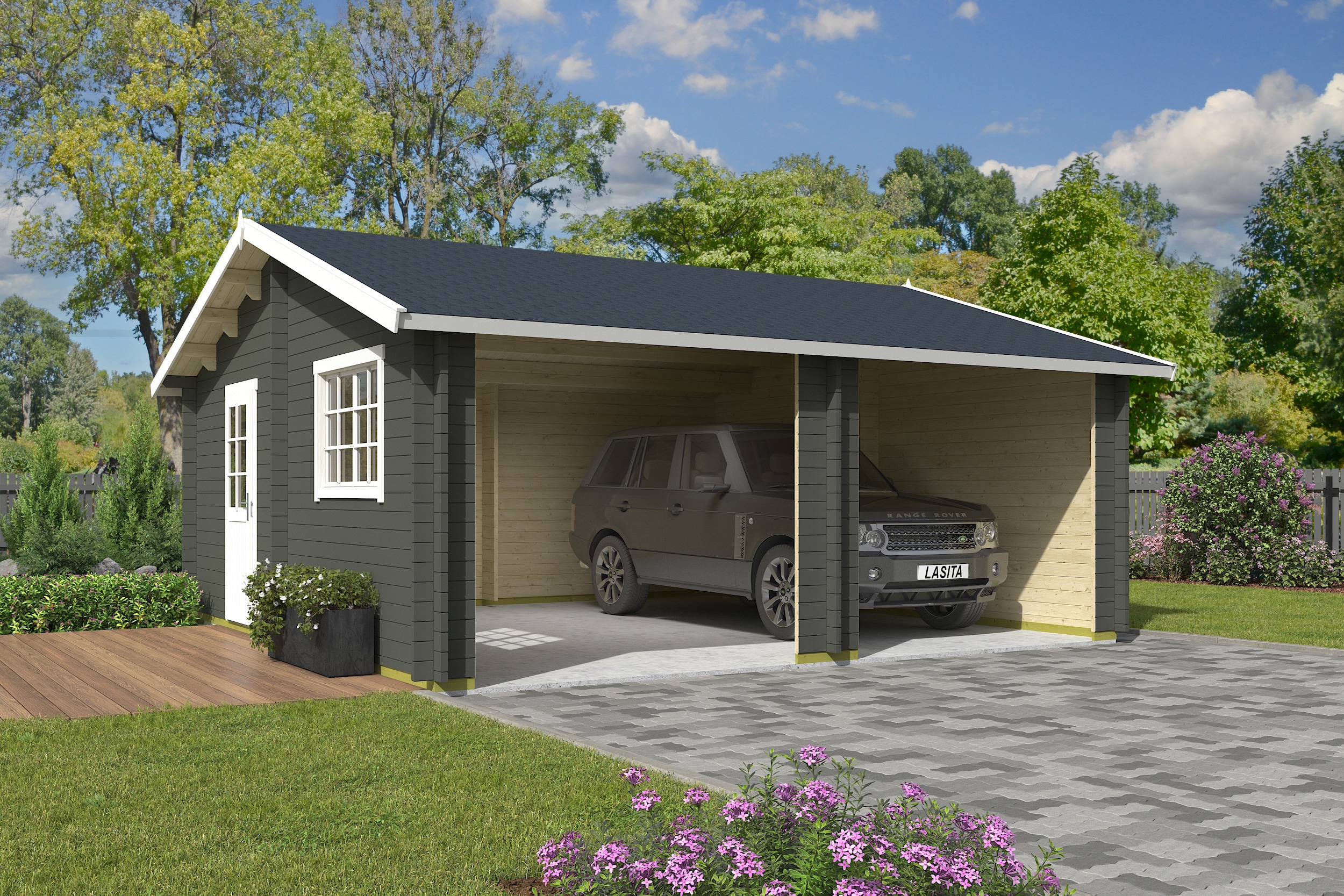 Nordic Holz Garage "FALKLAND" BxT: 635x628 cm, ohne Tor