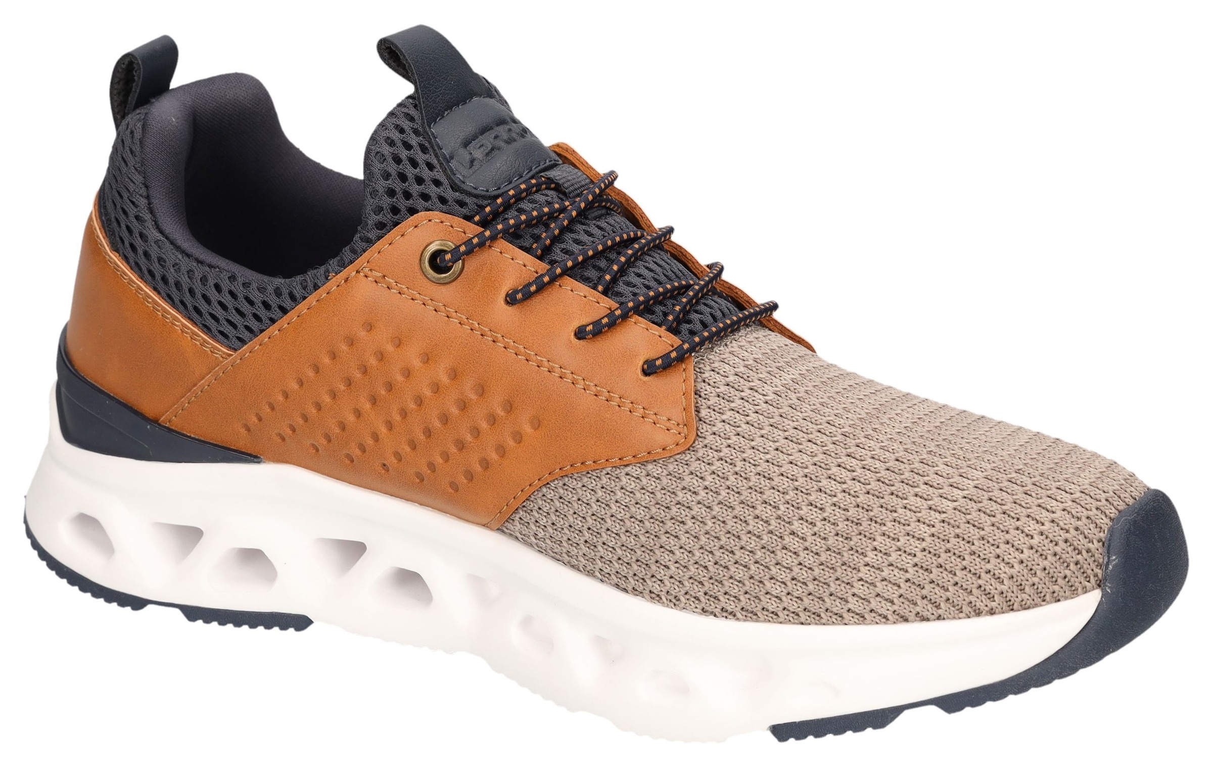 Slip-On Sneaker LERROS, Herren, Gr. 48, braun, taupe, dunkelblau, Lederimitat, Textil, mehrfarbig, Basic, Schuhe, Schlupfschuh, Slipper, Freizeitsneaker mit Gummizug 3